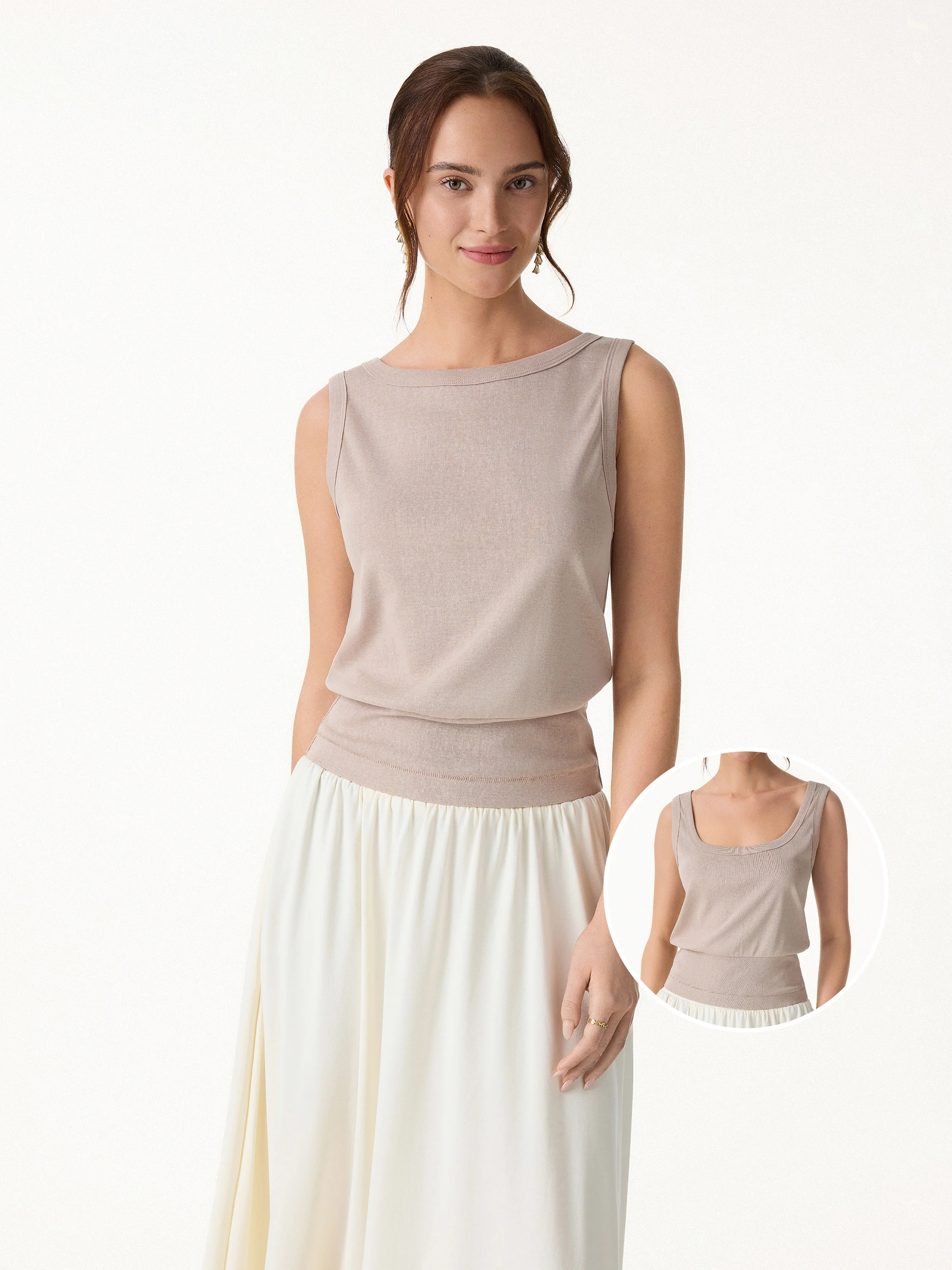 Cotton-Linen Blend Reversible Boatneck Low Back Top - Image 8