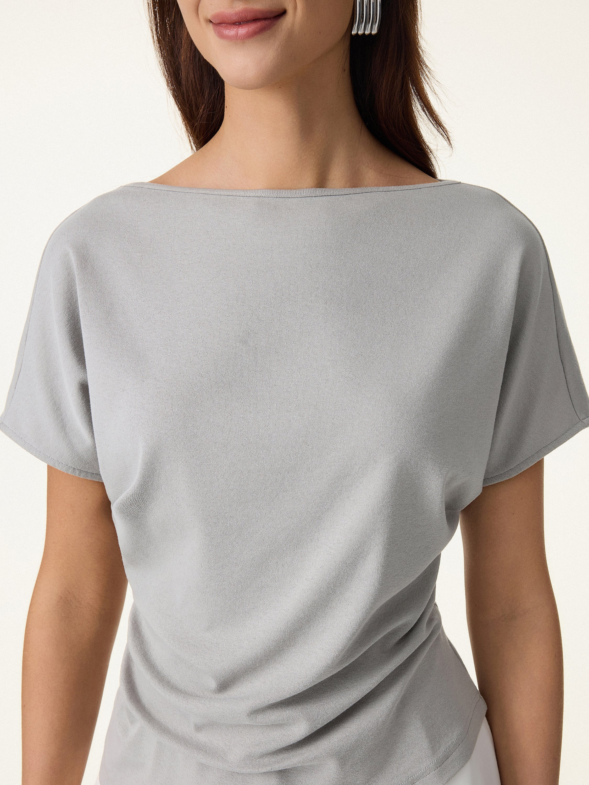 Cotton Lyocell Boatneck Angled Summer Tee - Image 6