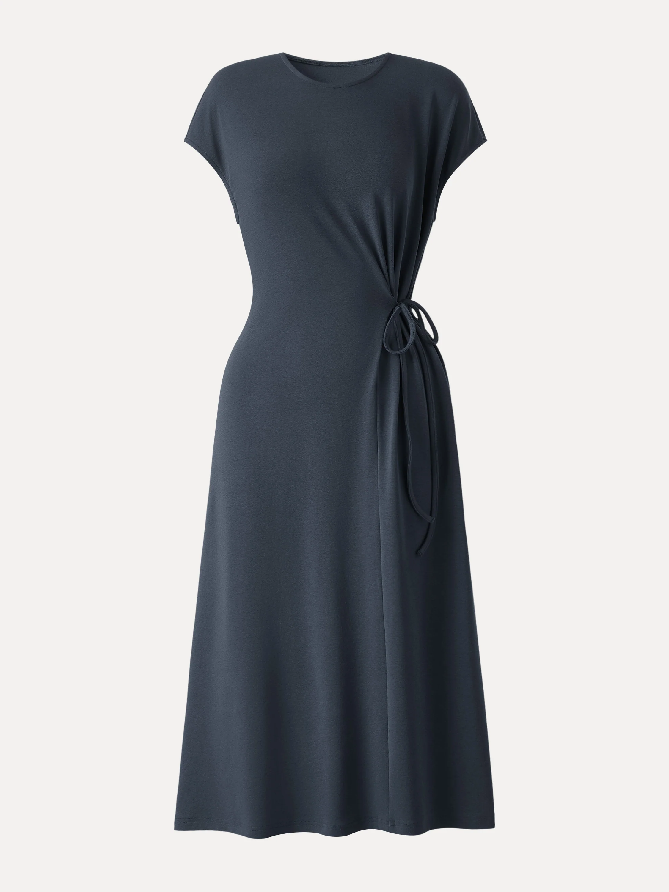 Cotton Lyocell Easy Airy Midi Dress with Self-Tie - Image 11