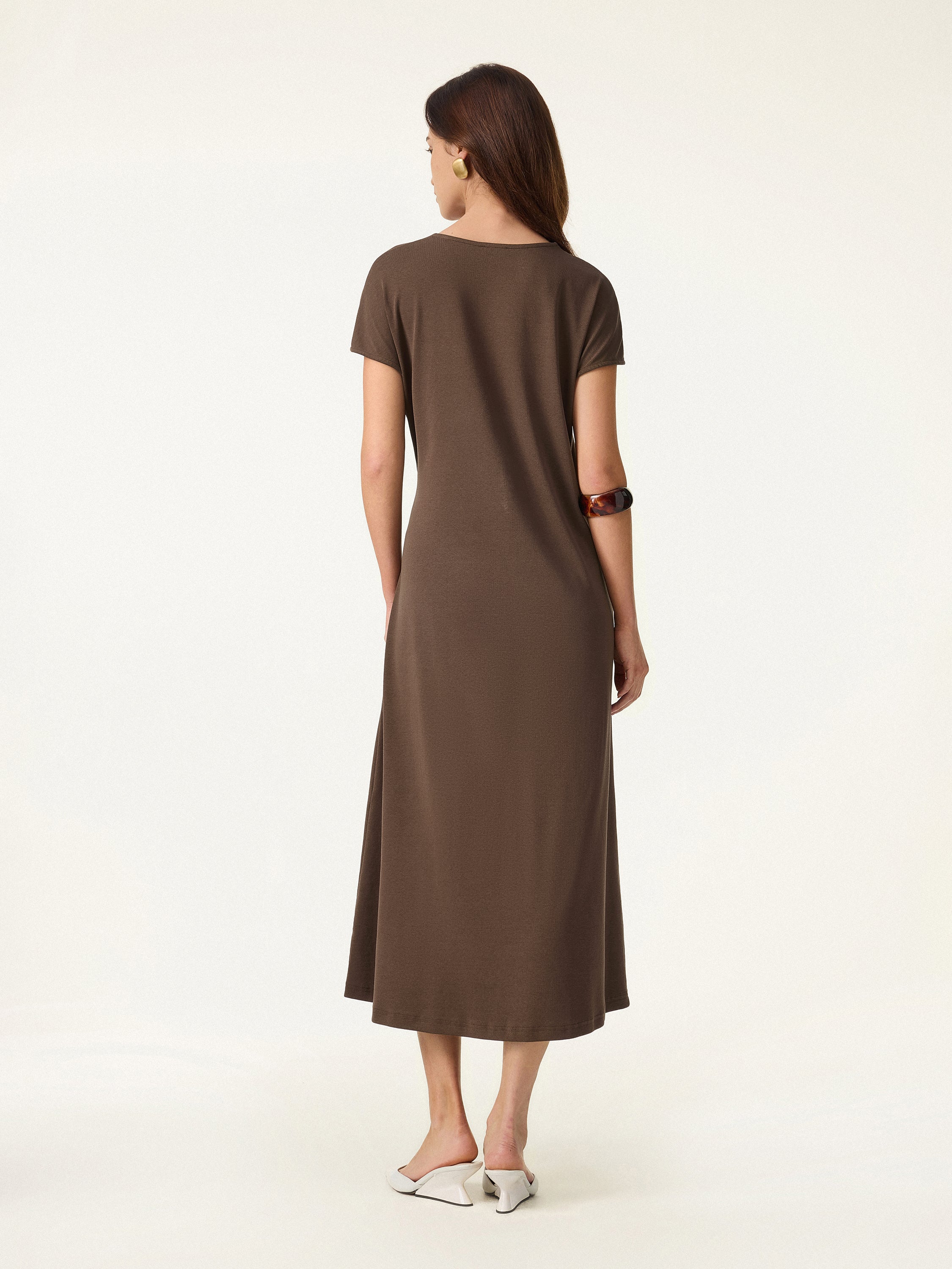 Cotton Lyocell Easy Airy Midi Dress with Self-Tie - Image 6