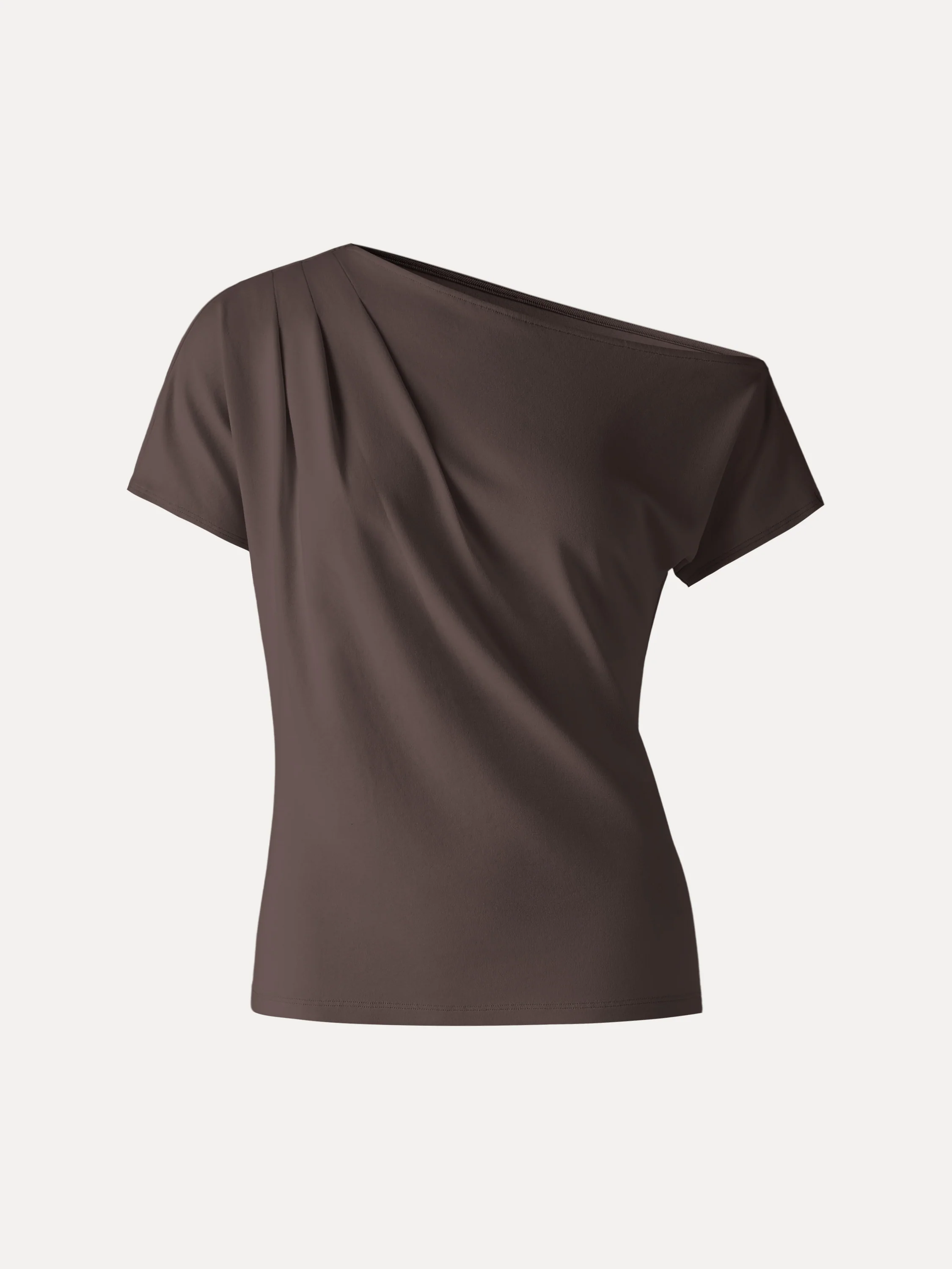 Cotton-Lyocell Effortless Asymmetrical Tucked Tee - Image 10