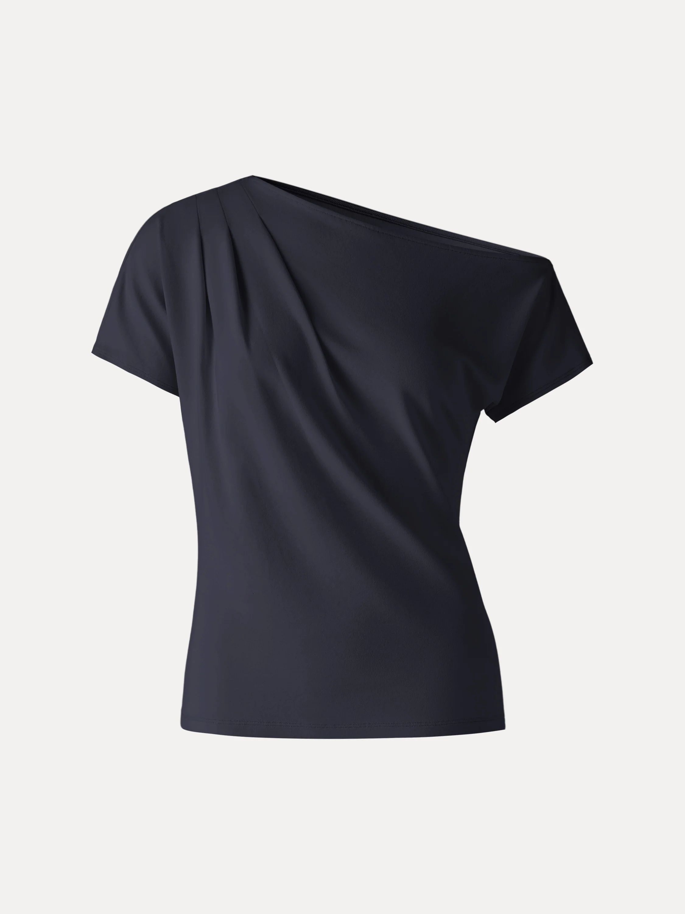 Cotton-Lyocell Effortless Asymmetrical Tucked Tee - Image 11