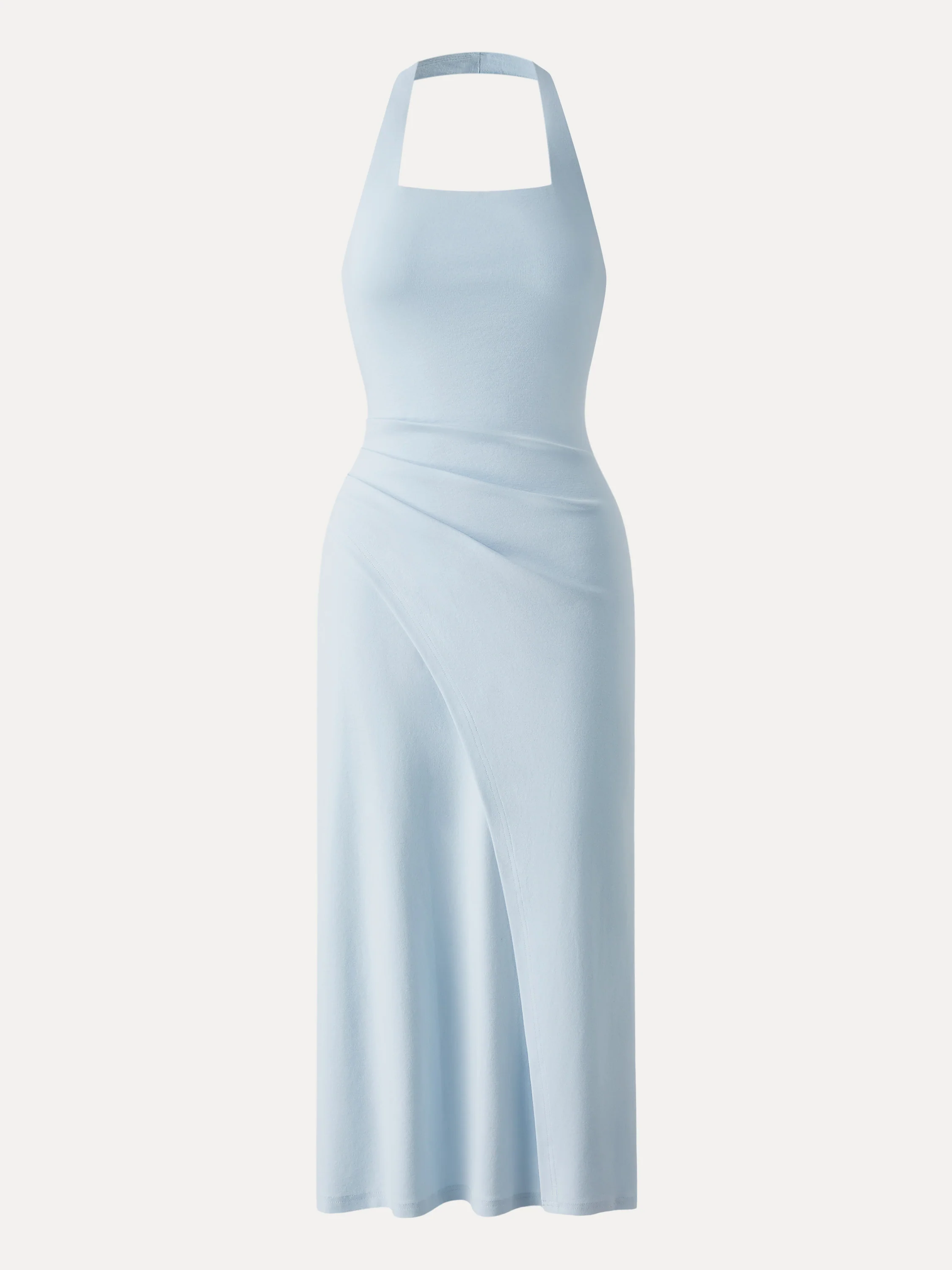Cotton Lyocell Halter Square Neck Tucked Maxi Dress - Image 12
