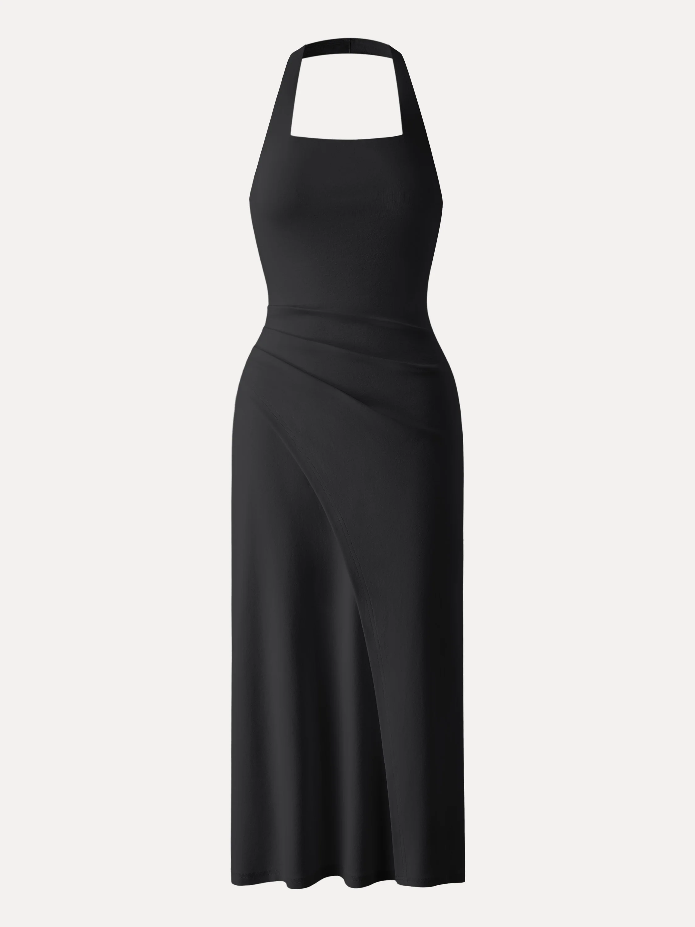 Cotton Lyocell Halter Square Neck Tucked Maxi Dress - Image 14