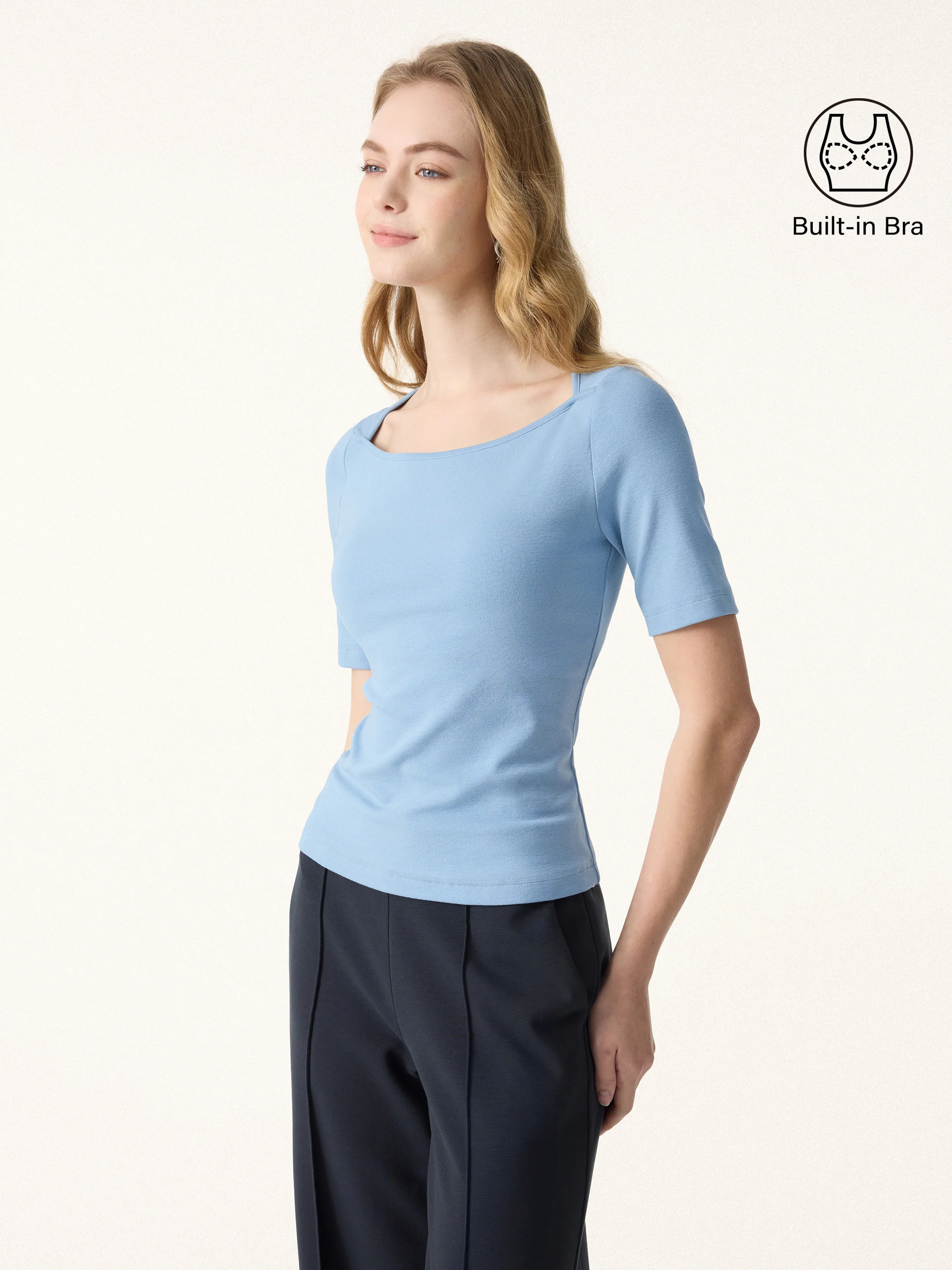 Cotton Lyocell Scoop Neck Short Sleeve Bra Top - Image 4