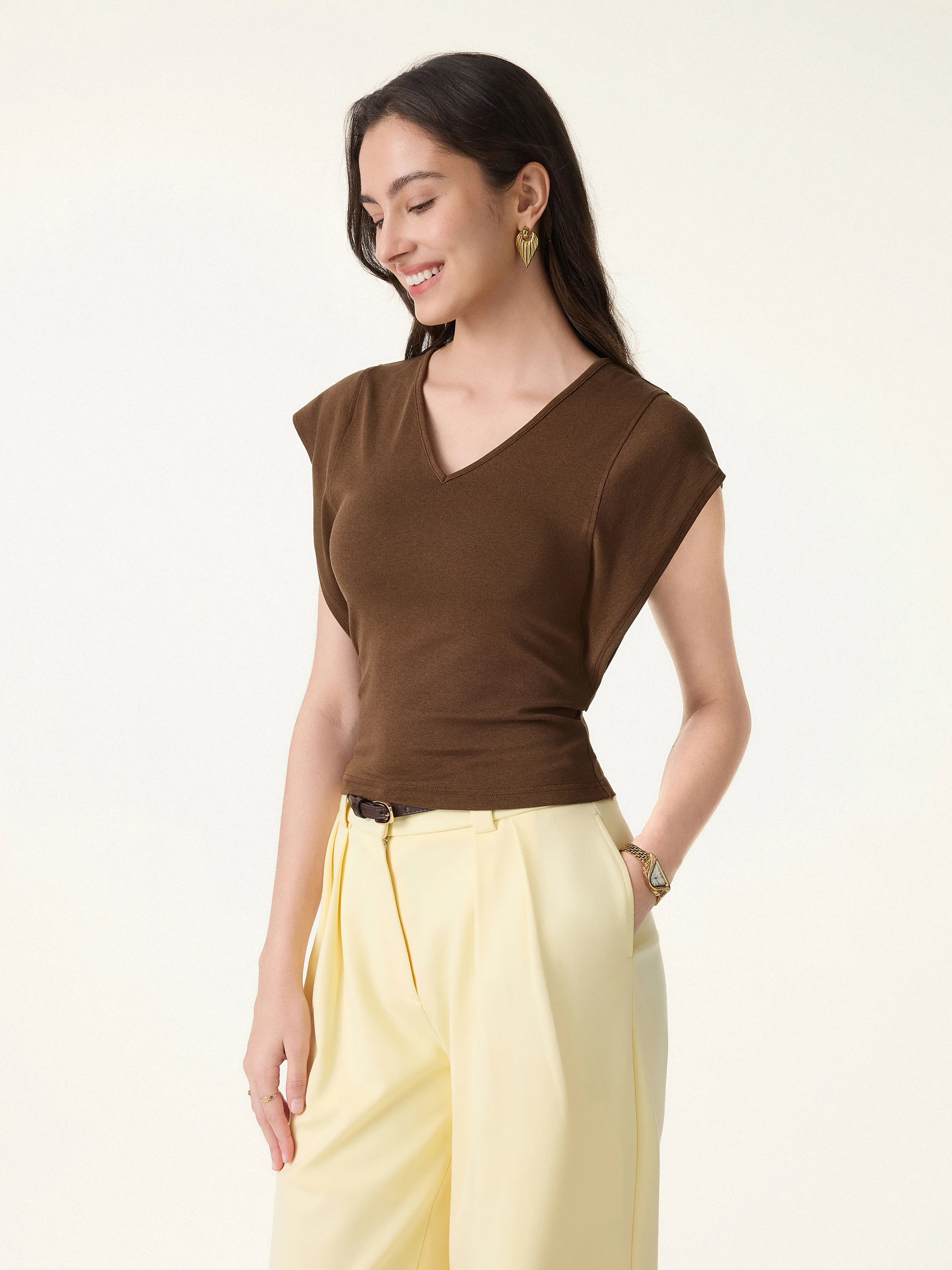 Cotton Lyocell V-Neck Summer Tee - Image 8