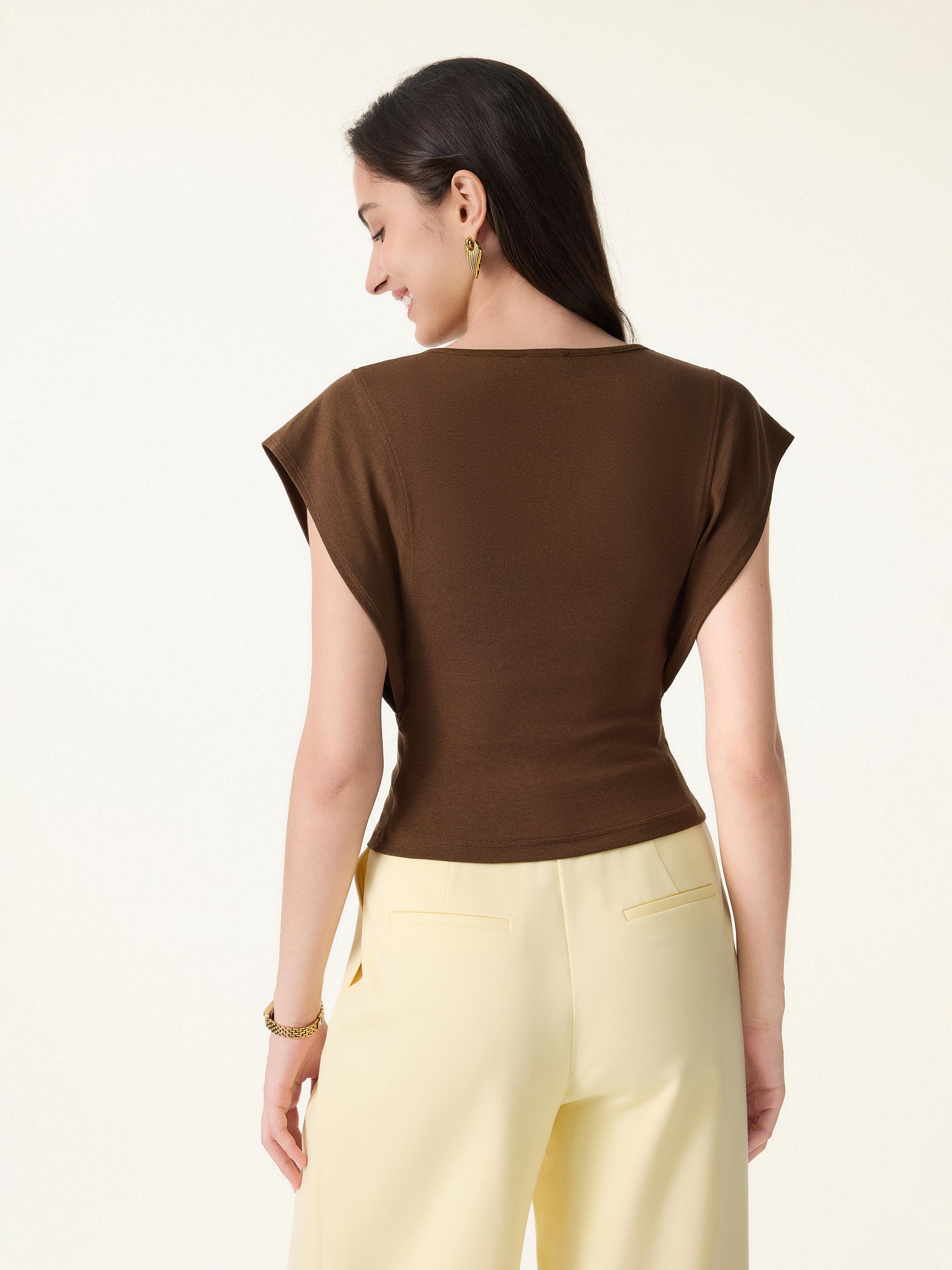 Cotton Lyocell V-Neck Summer Tee - Image 9