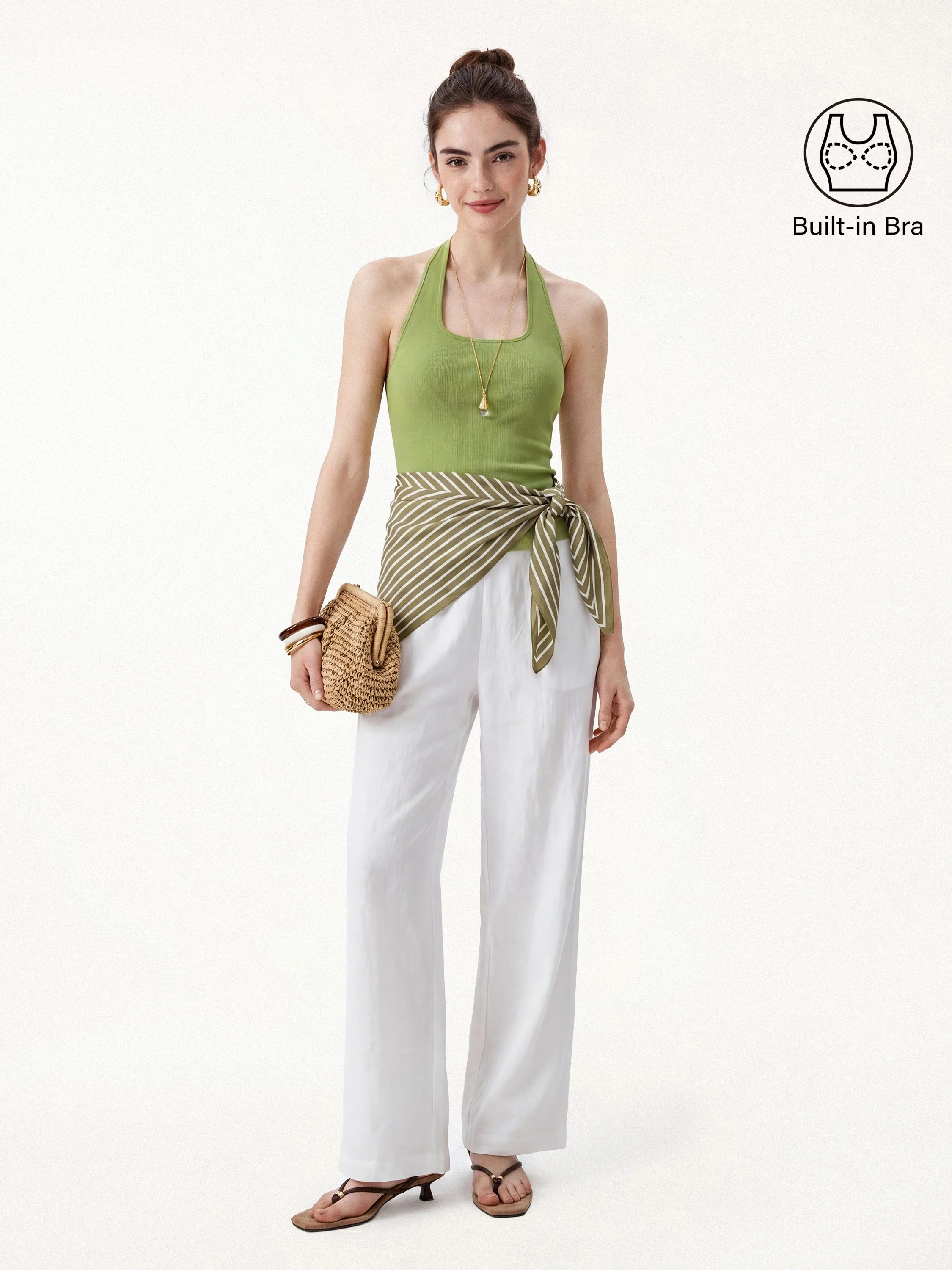 Cotton Square Halter Neck Bra Tank - Image 17