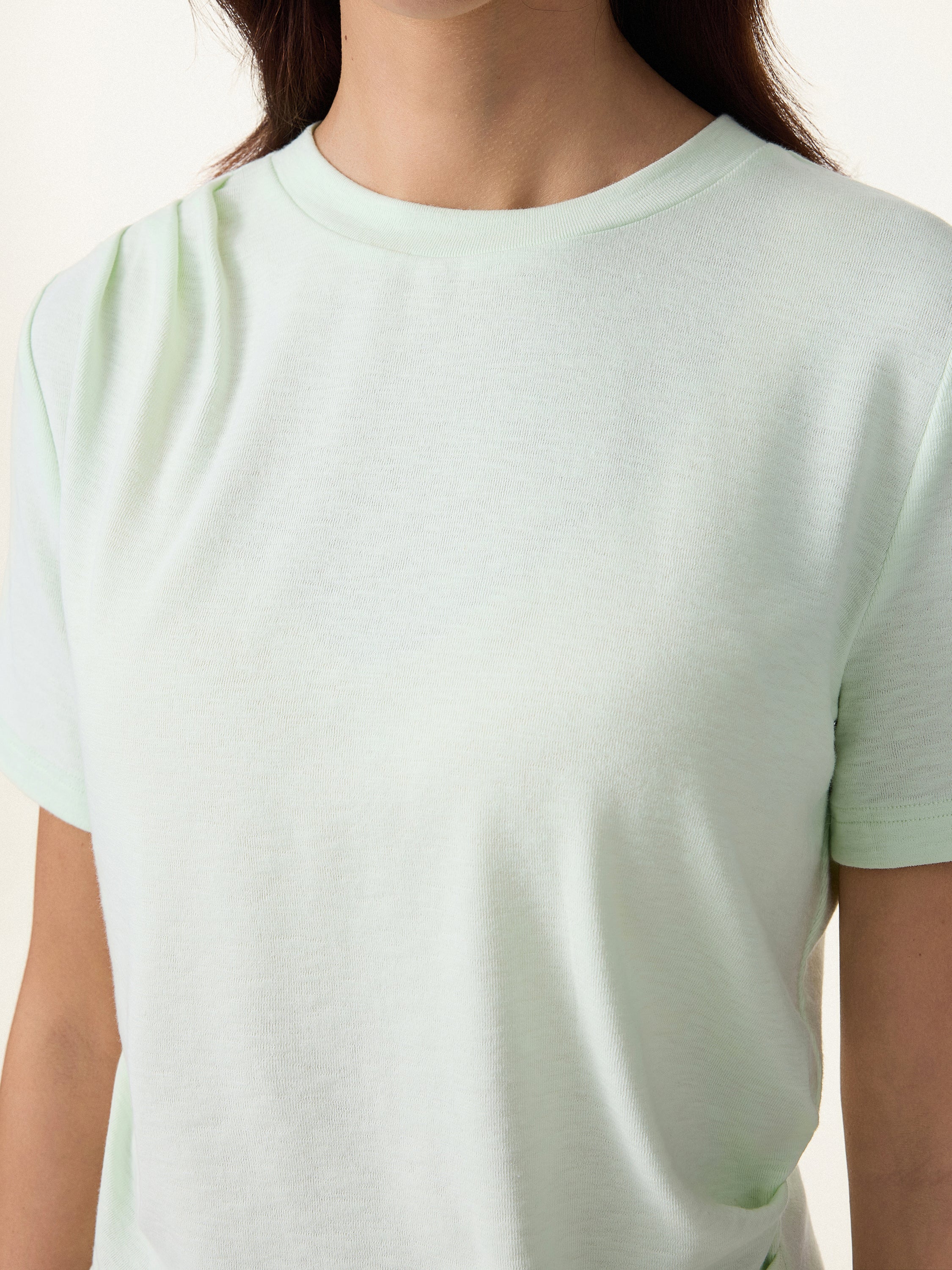 Cotton Viscose Round Neck Tucked Summer Tee - Image 10