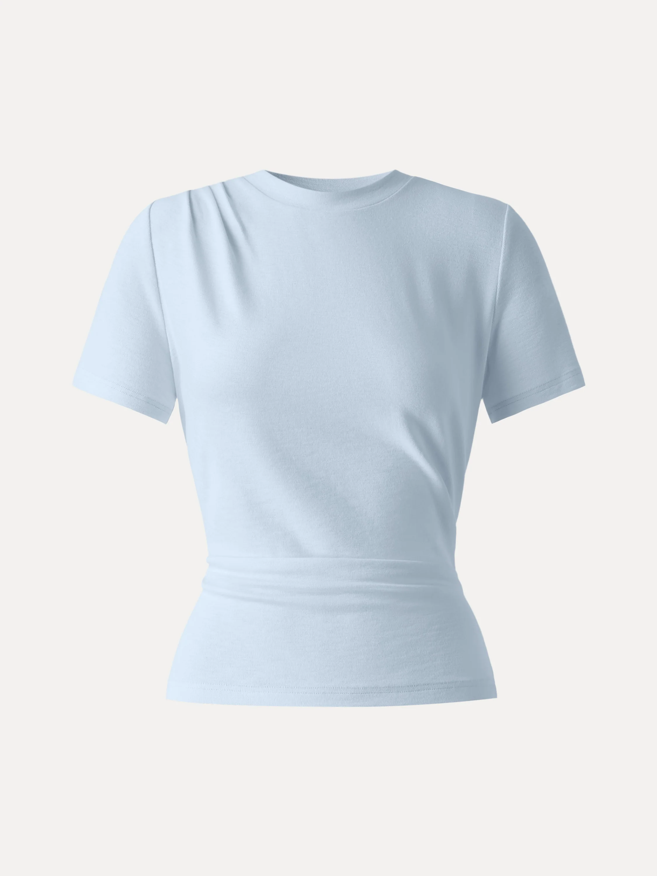 Cotton Viscose Round Neck Tucked Summer Tee - Image 4