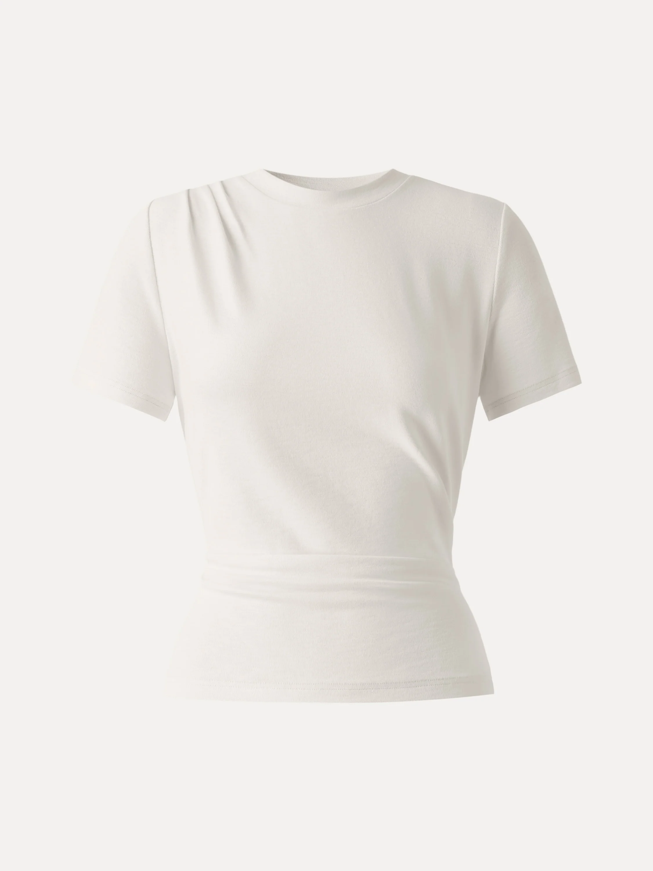 Cotton Viscose Round Neck Tucked Summer Tee - Image 5