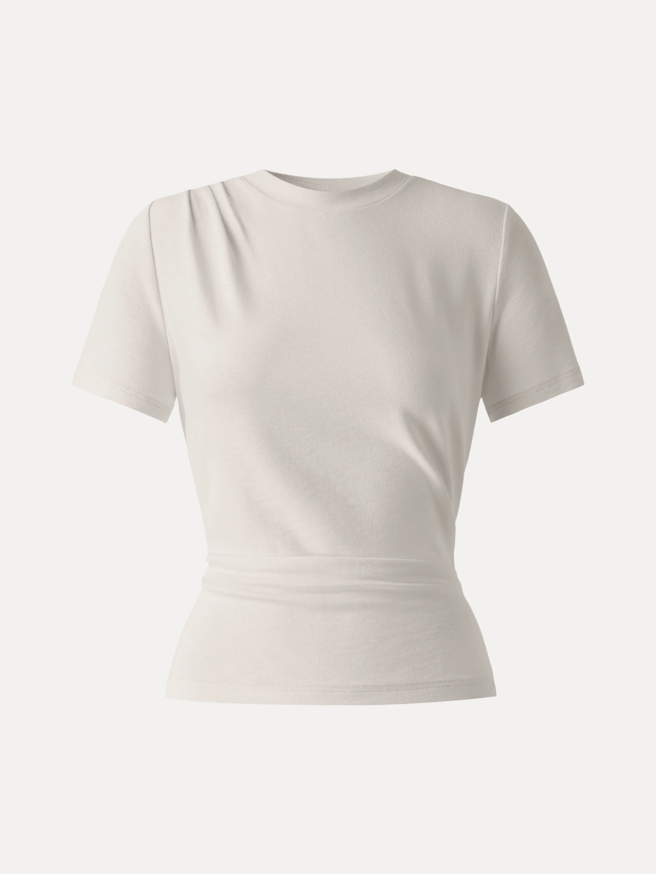 Cotton Viscose Round Neck Tucked Summer Tee - Image 6