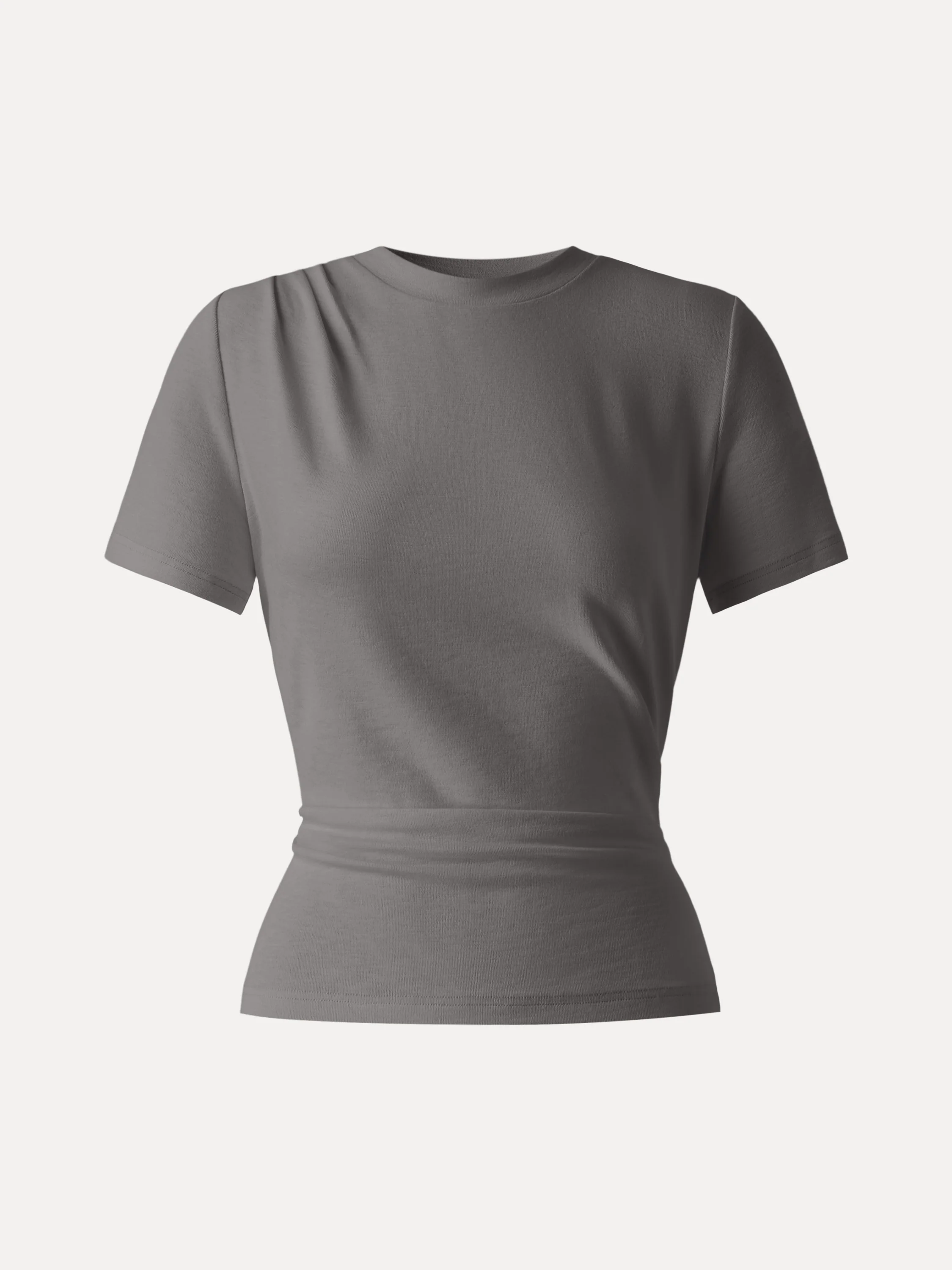 Cotton Viscose Round Neck Tucked Summer Tee - Image 7