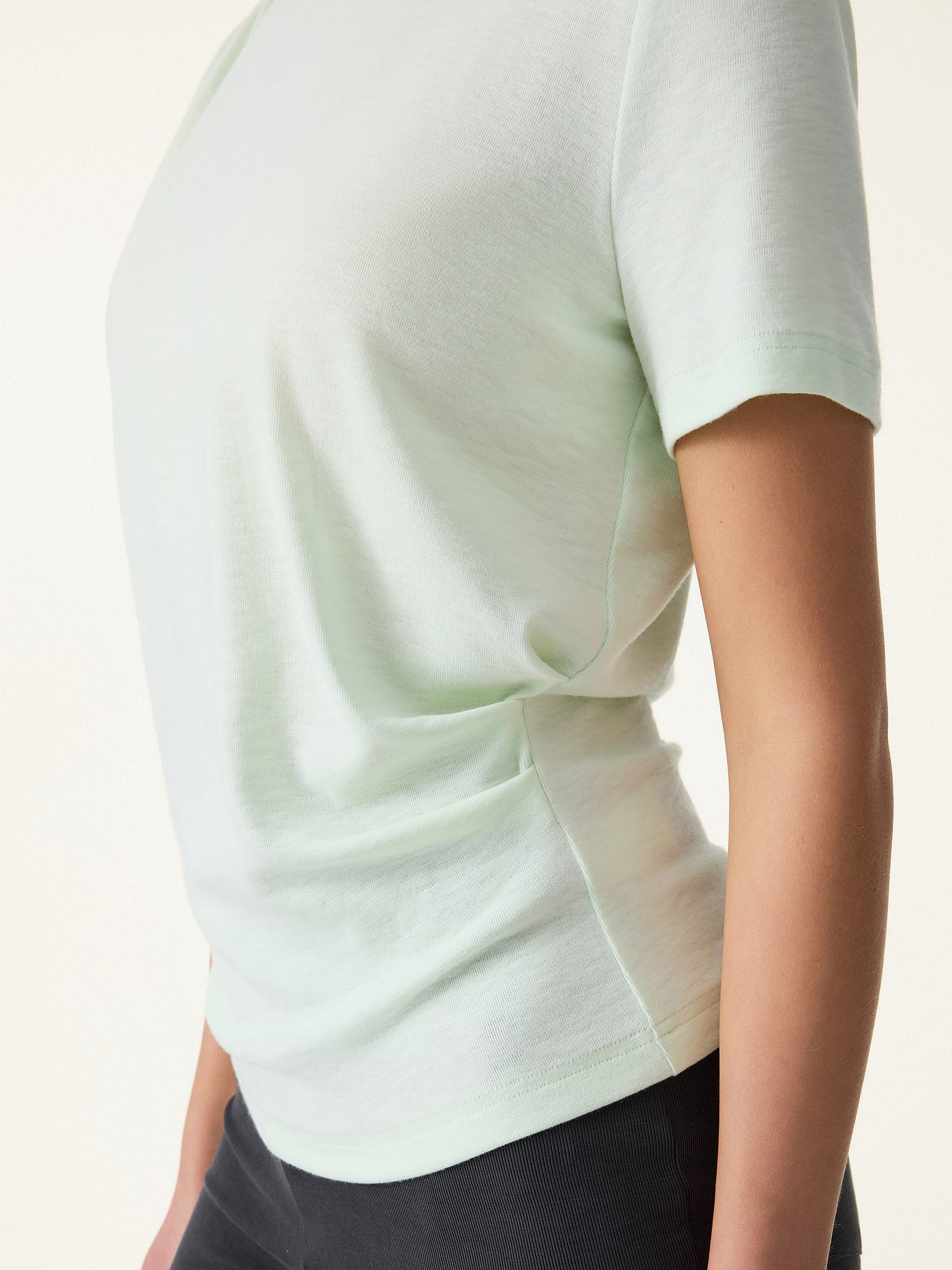 Cotton Viscose Round Neck Tucked Summer Tee - Image 8