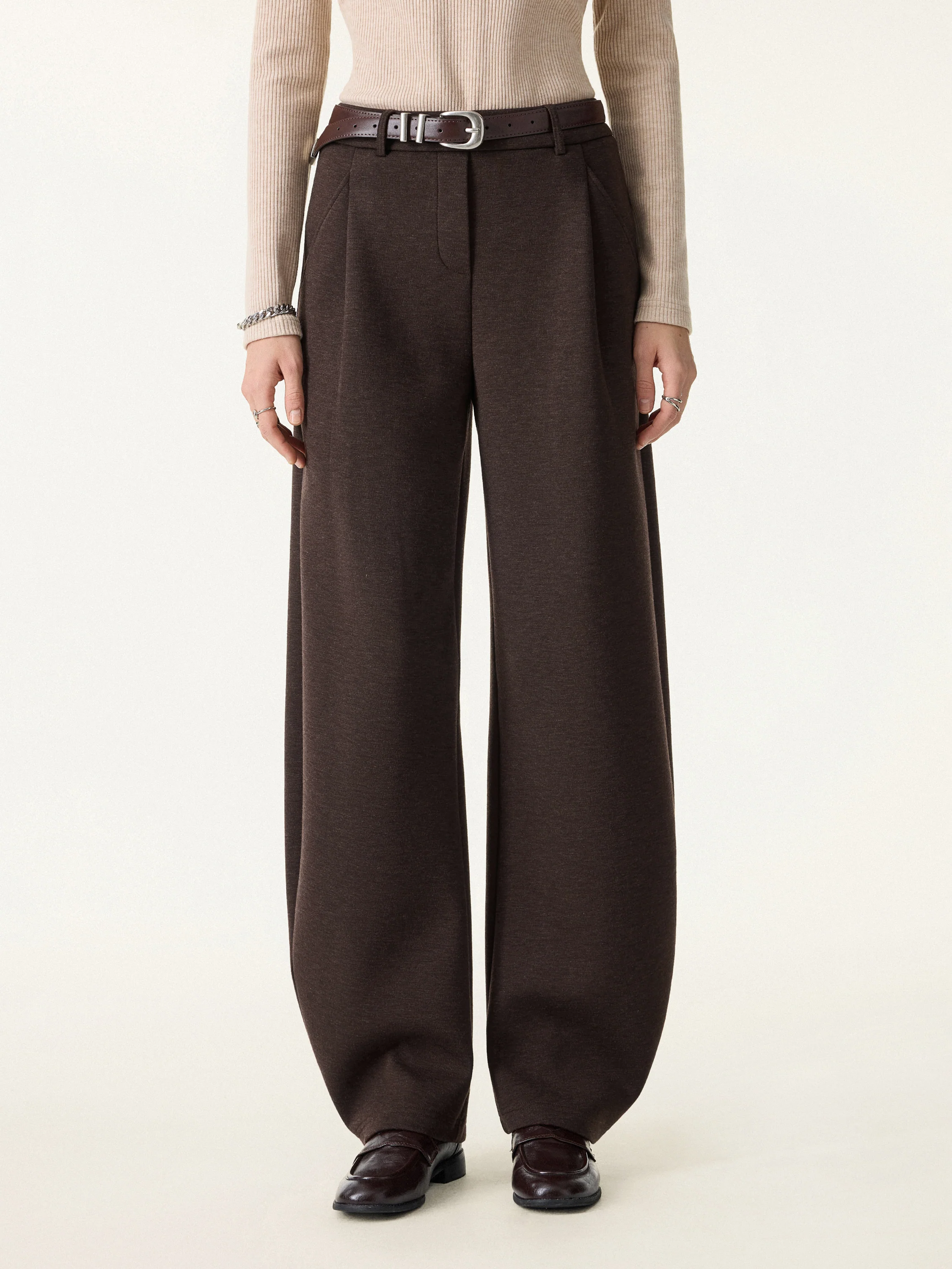 Cozy Knit Mid Rise Barrel Leg Pull-on Pants - Image 4