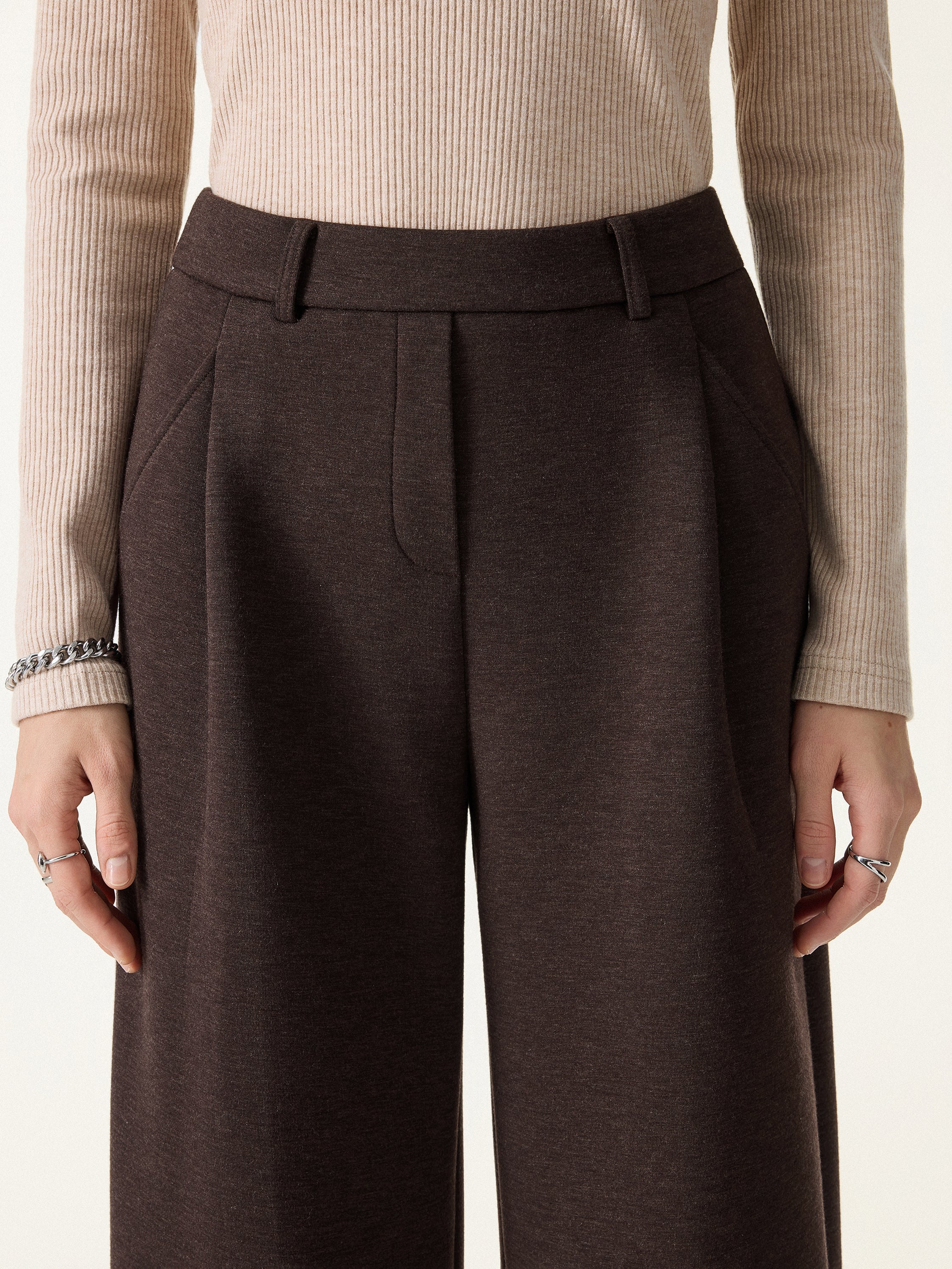 Cozy Knit Mid Rise Barrel Leg Pull-on Pants - Image 5