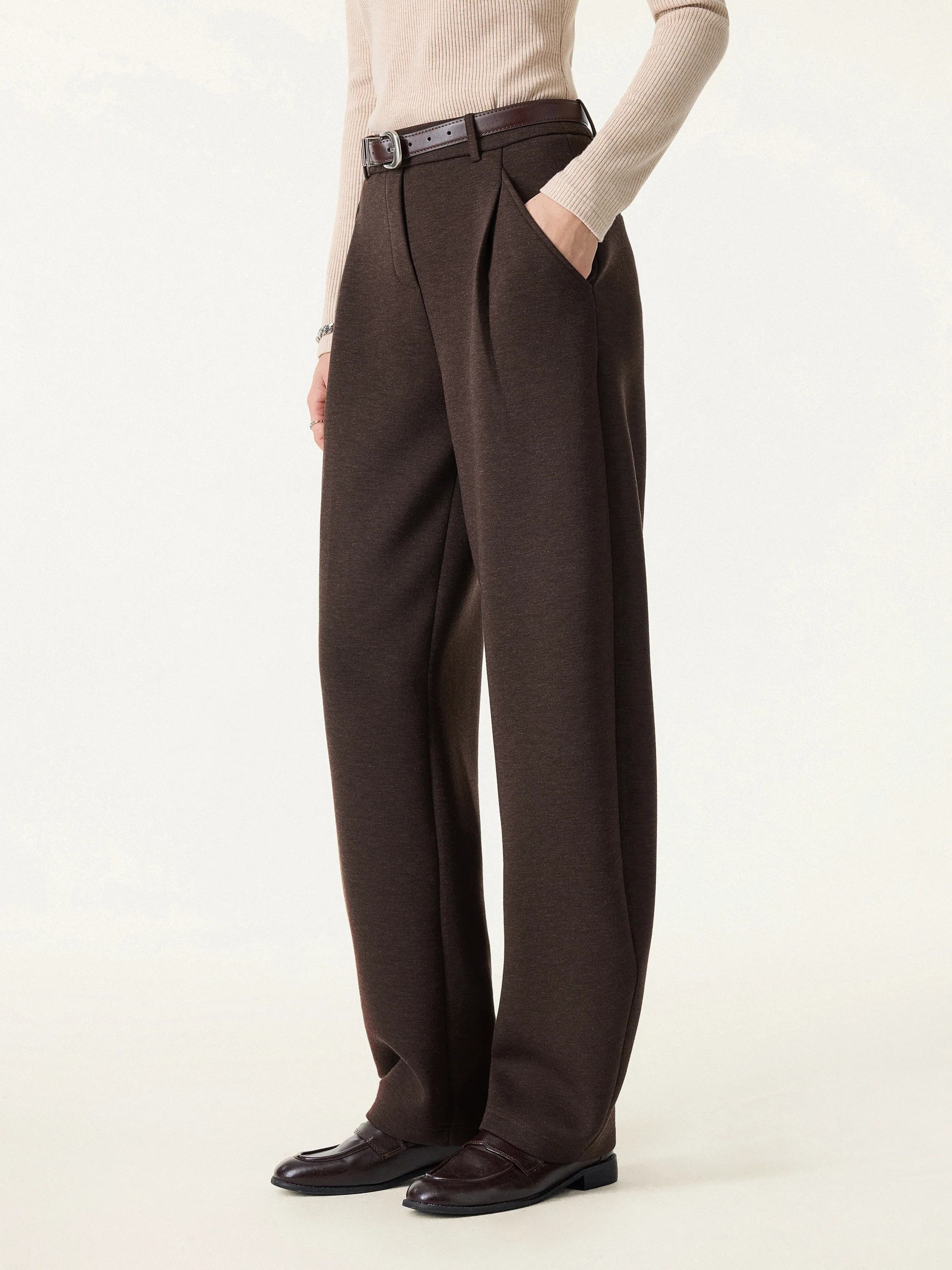 Cozy Knit Mid Rise Barrel Leg Pull-on Pants - Image 6