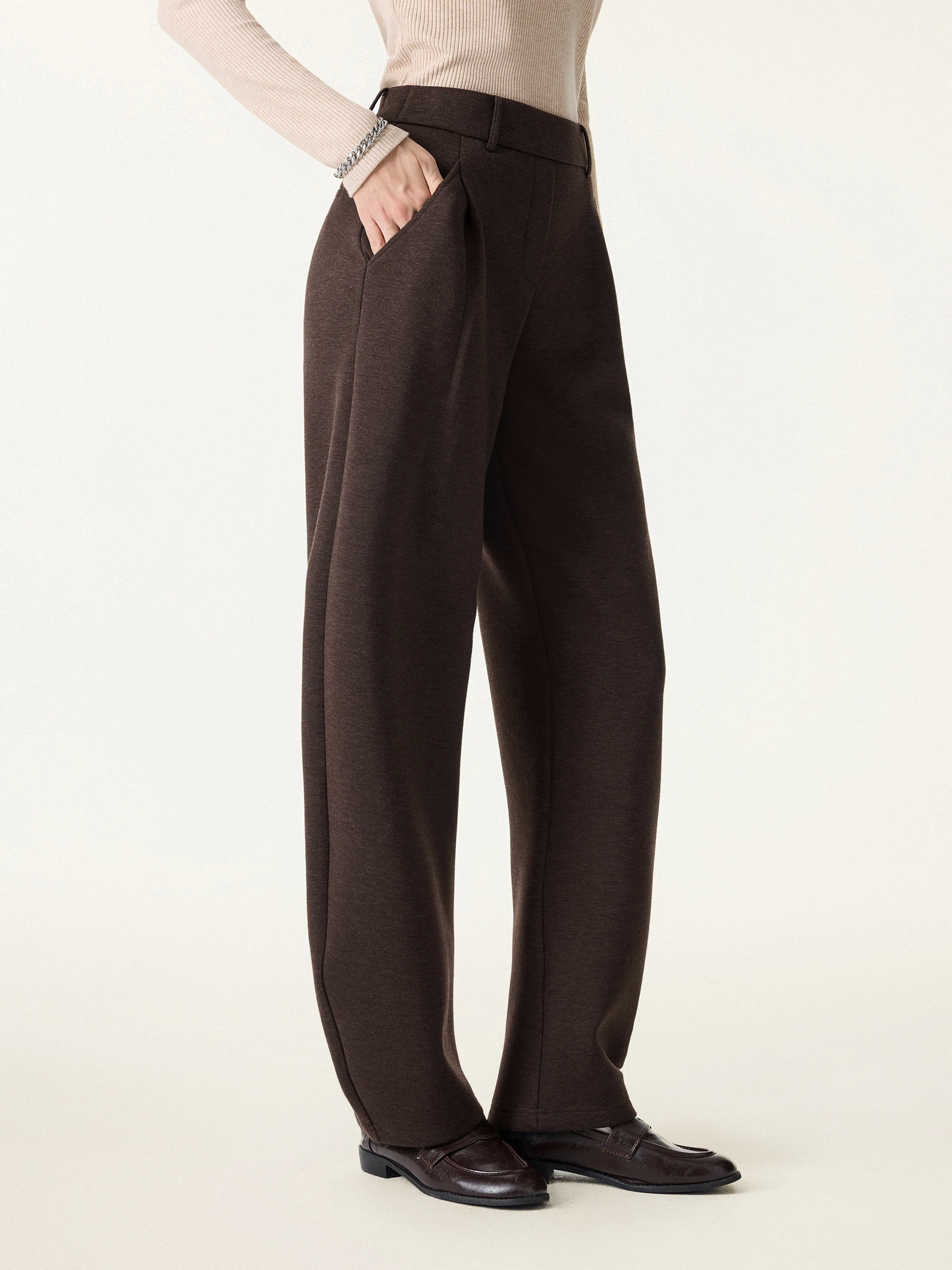 Cozy Knit Mid Rise Barrel Leg Pull-on Pants - Image 7