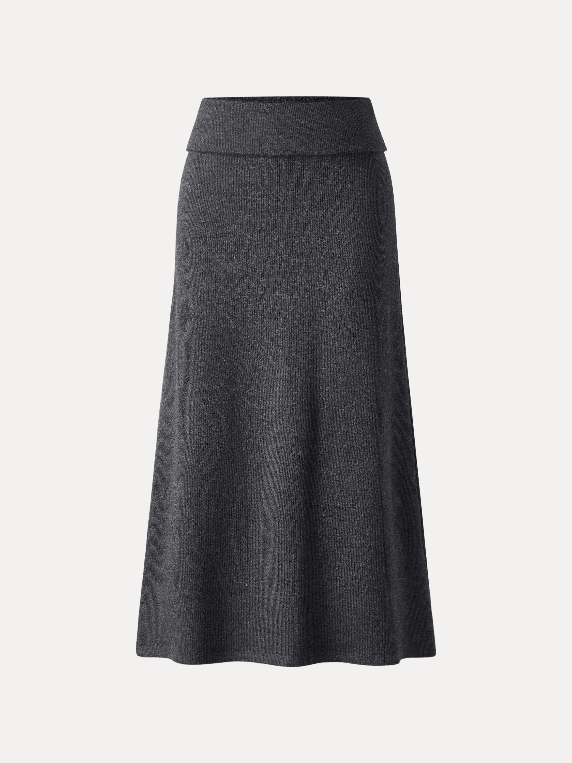Cozy Ribbed Fold-Down Waistband A-line Maxi Skirt - Image 9