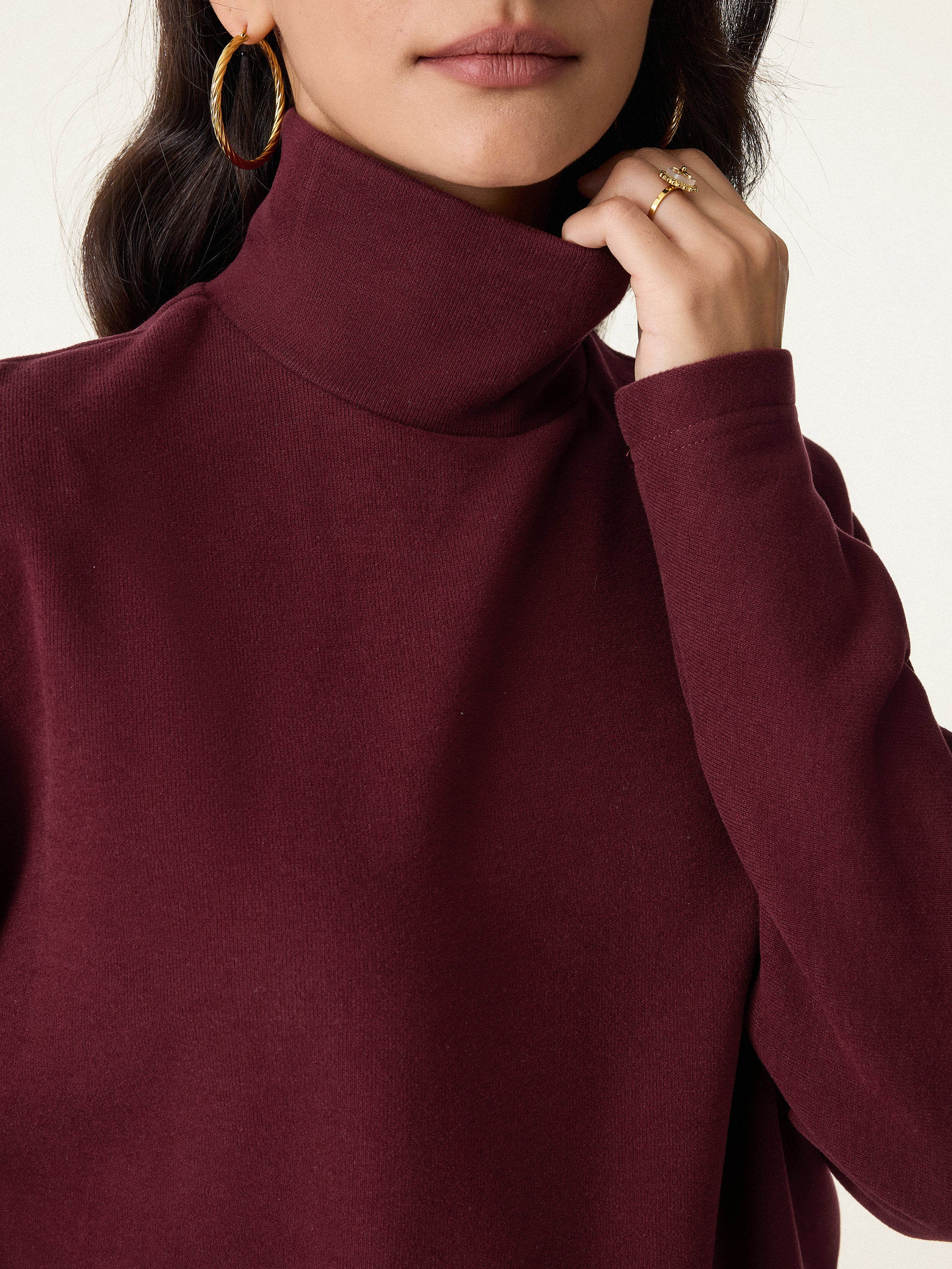 Cozy Warm Turtleneck Batwing Sleeve Bra Top - Image 4