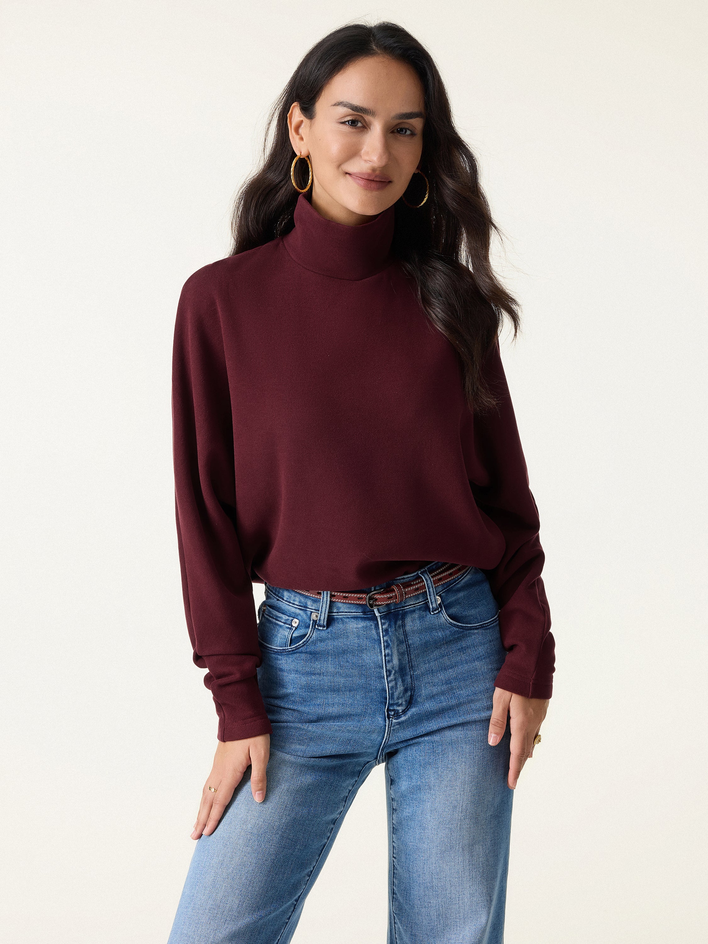 Cozy Warm Turtleneck Batwing Sleeve Bra Top - Image 5