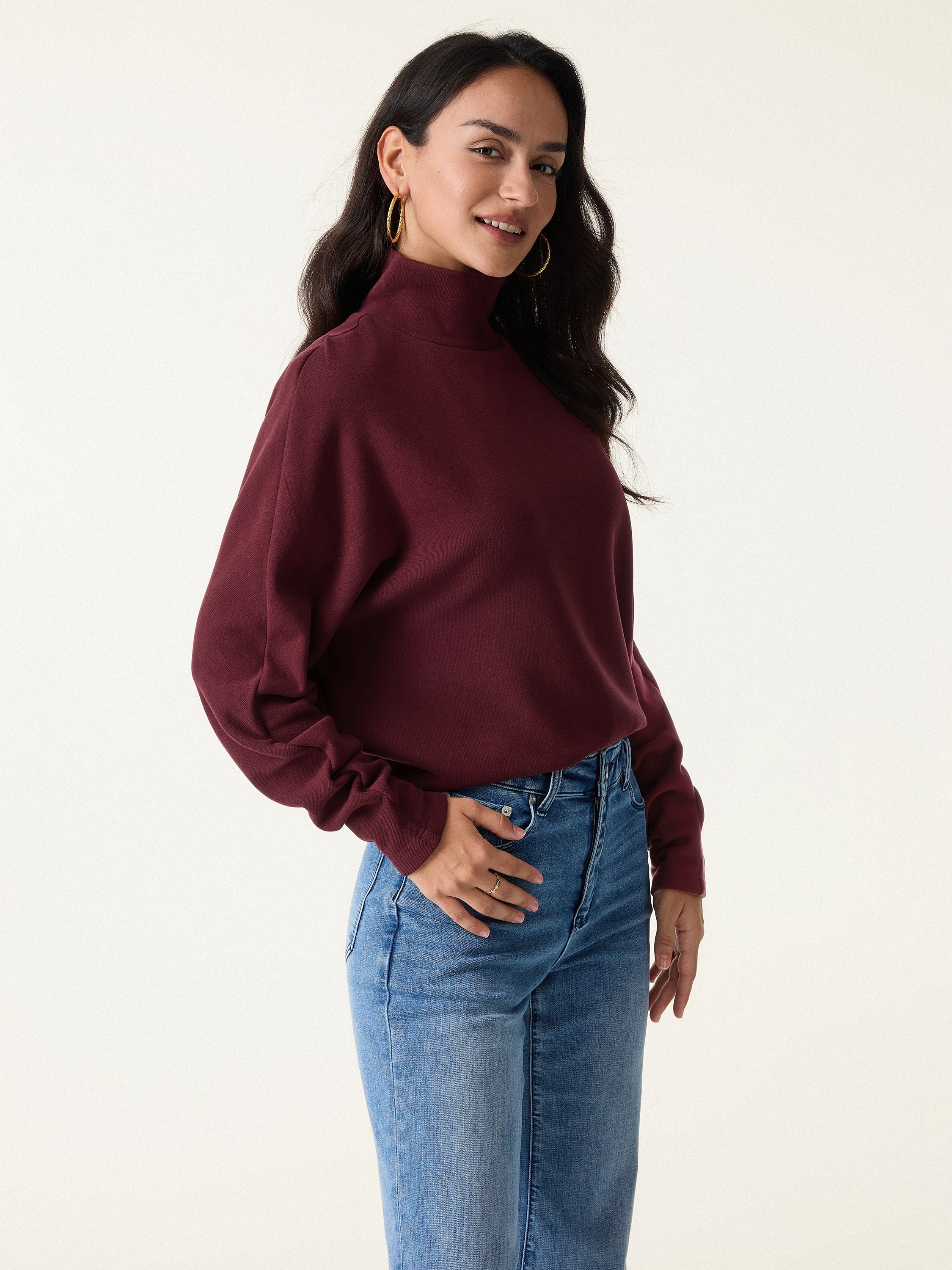 Cozy Warm Turtleneck Batwing Sleeve Bra Top - Image 6