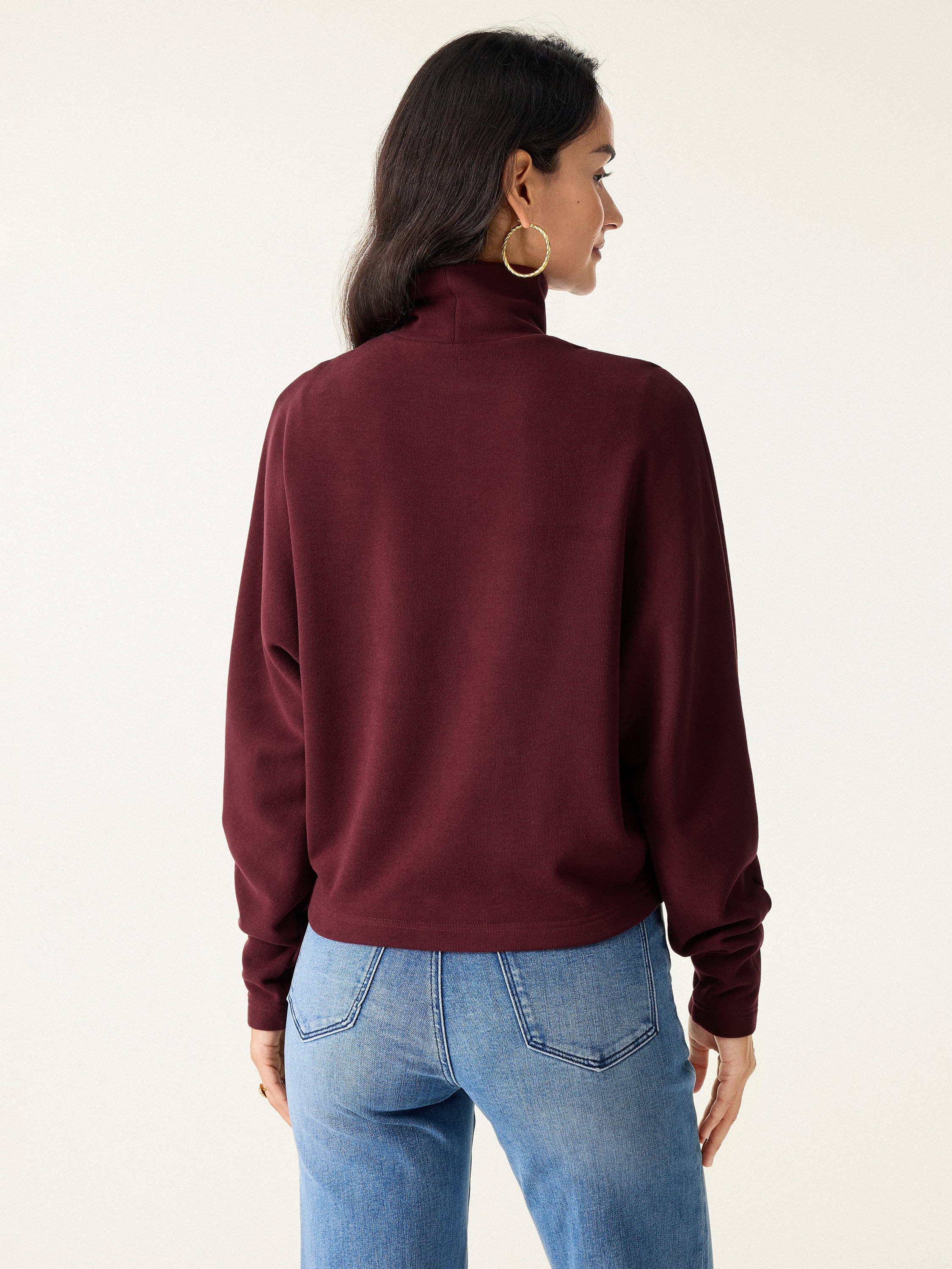 Cozy Warm Turtleneck Batwing Sleeve Bra Top - Image 7