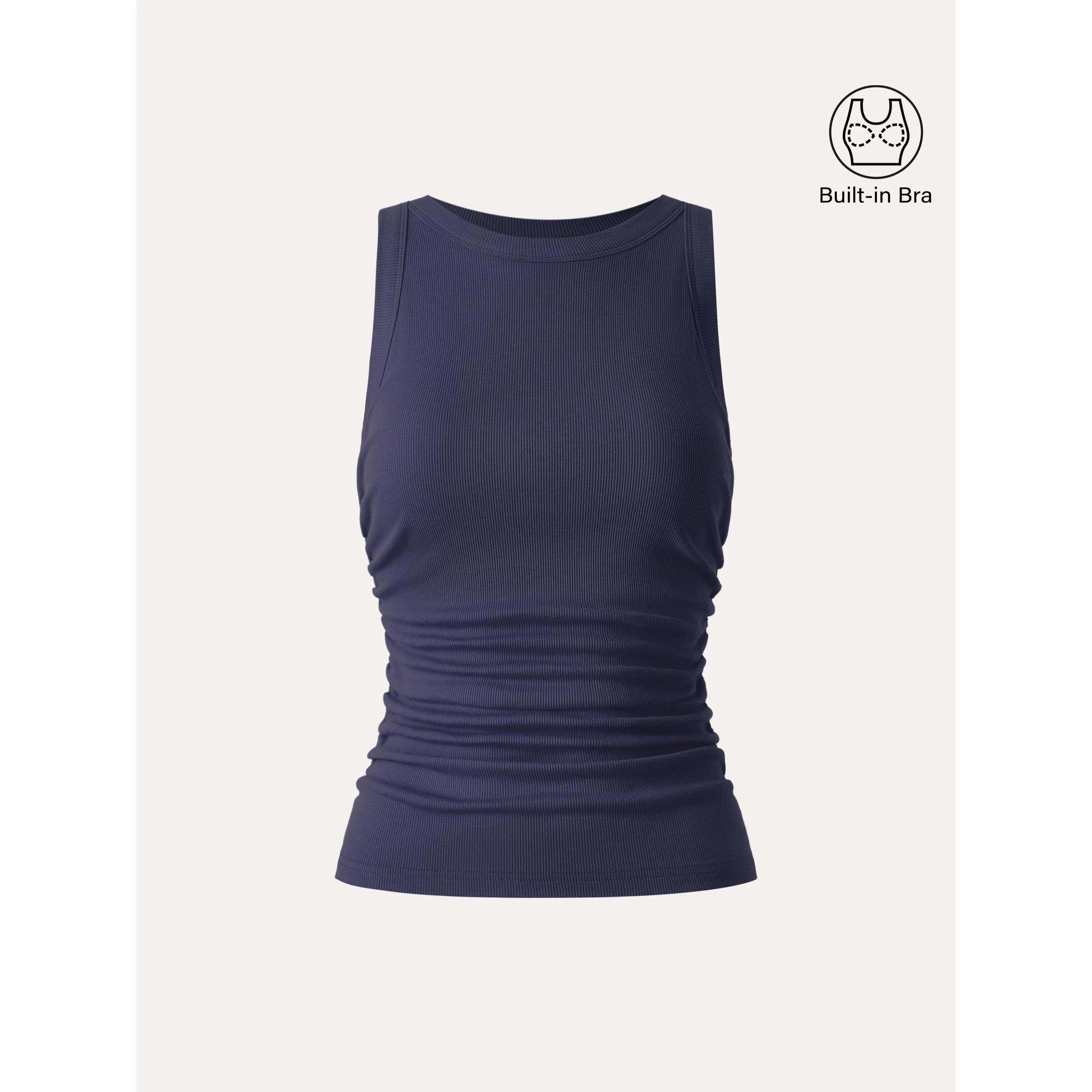 Crewneck Side Ruched Bra Tank - Image 12