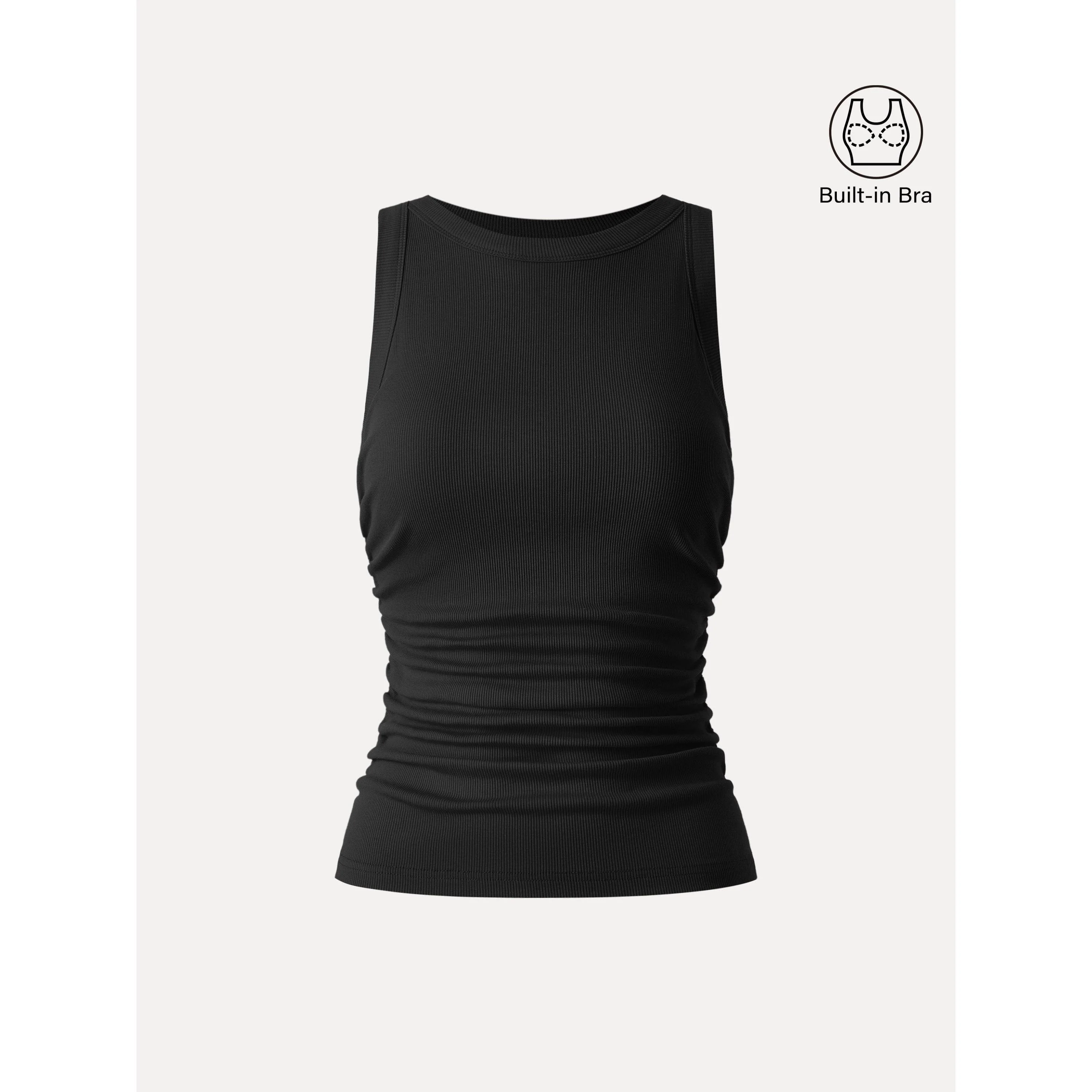 Crewneck Side Ruched Bra Tank - Image 13