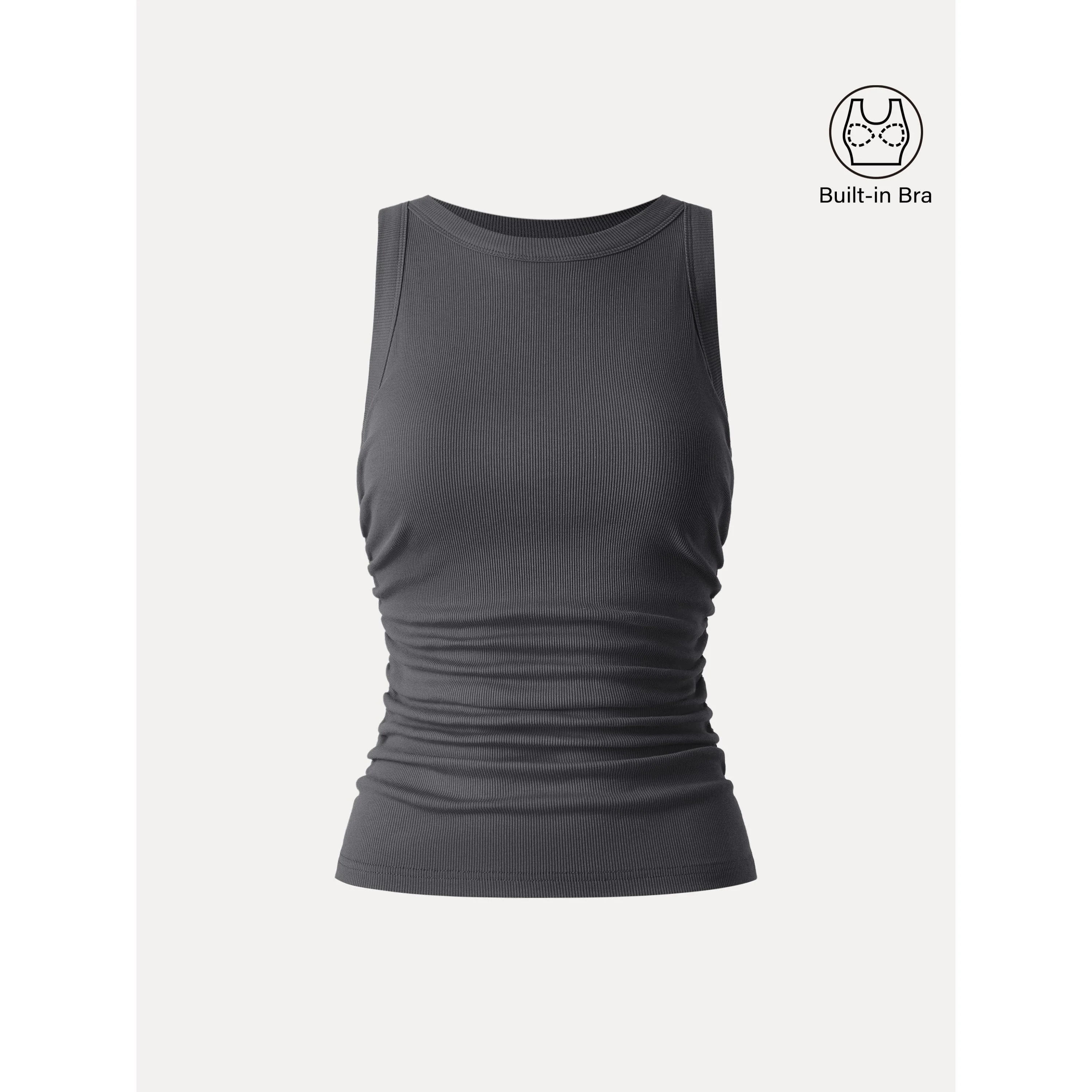 Crewneck Side Ruched Bra Tank - Image 14