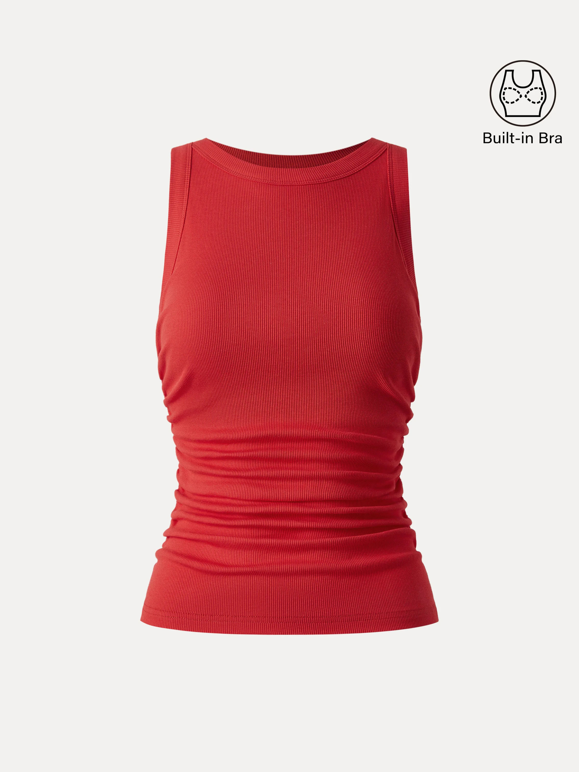 Crewneck Side Ruched Bra Tank - Image 2