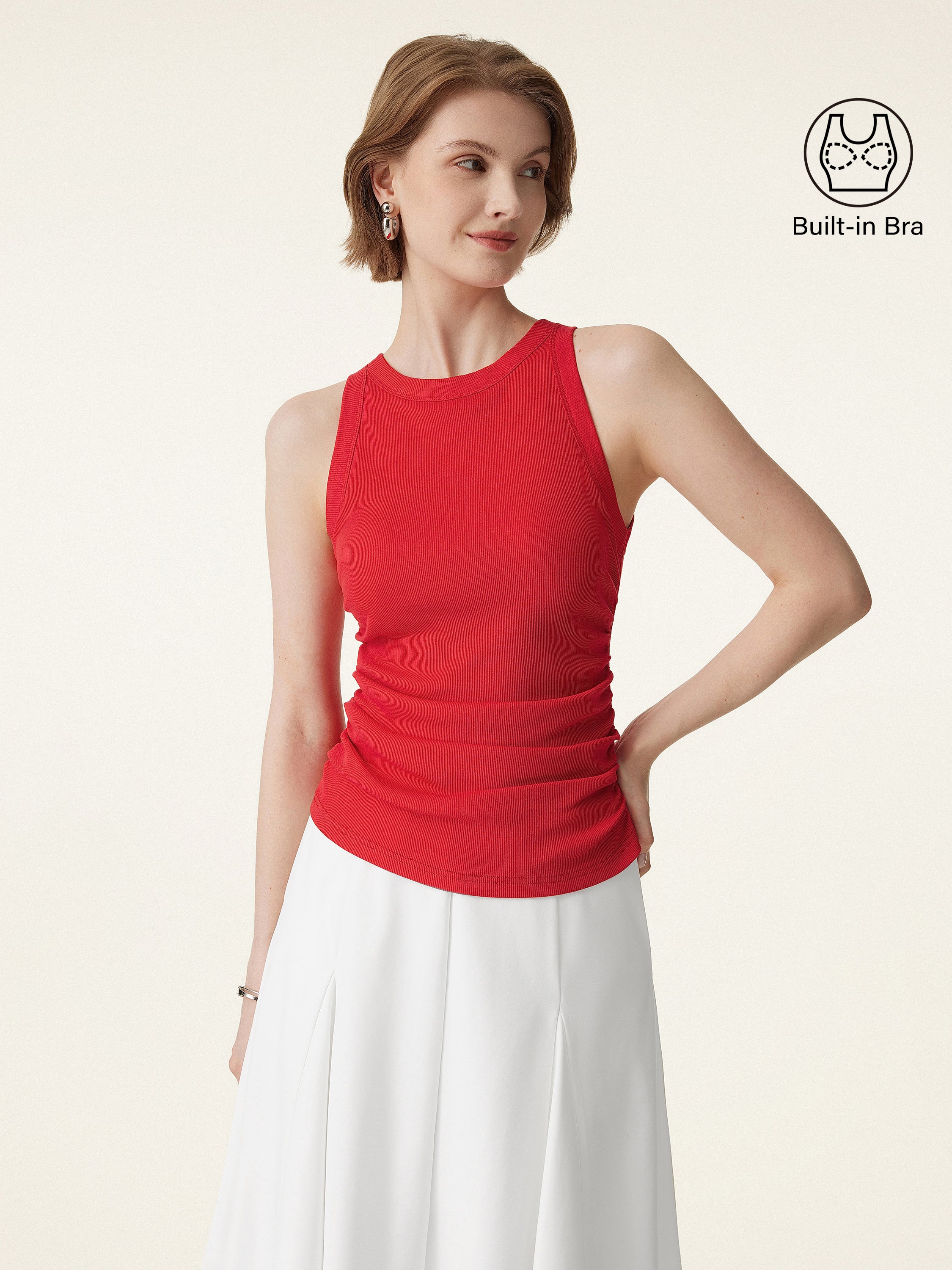 Crewneck Side Ruched Bra Tank - Image 5