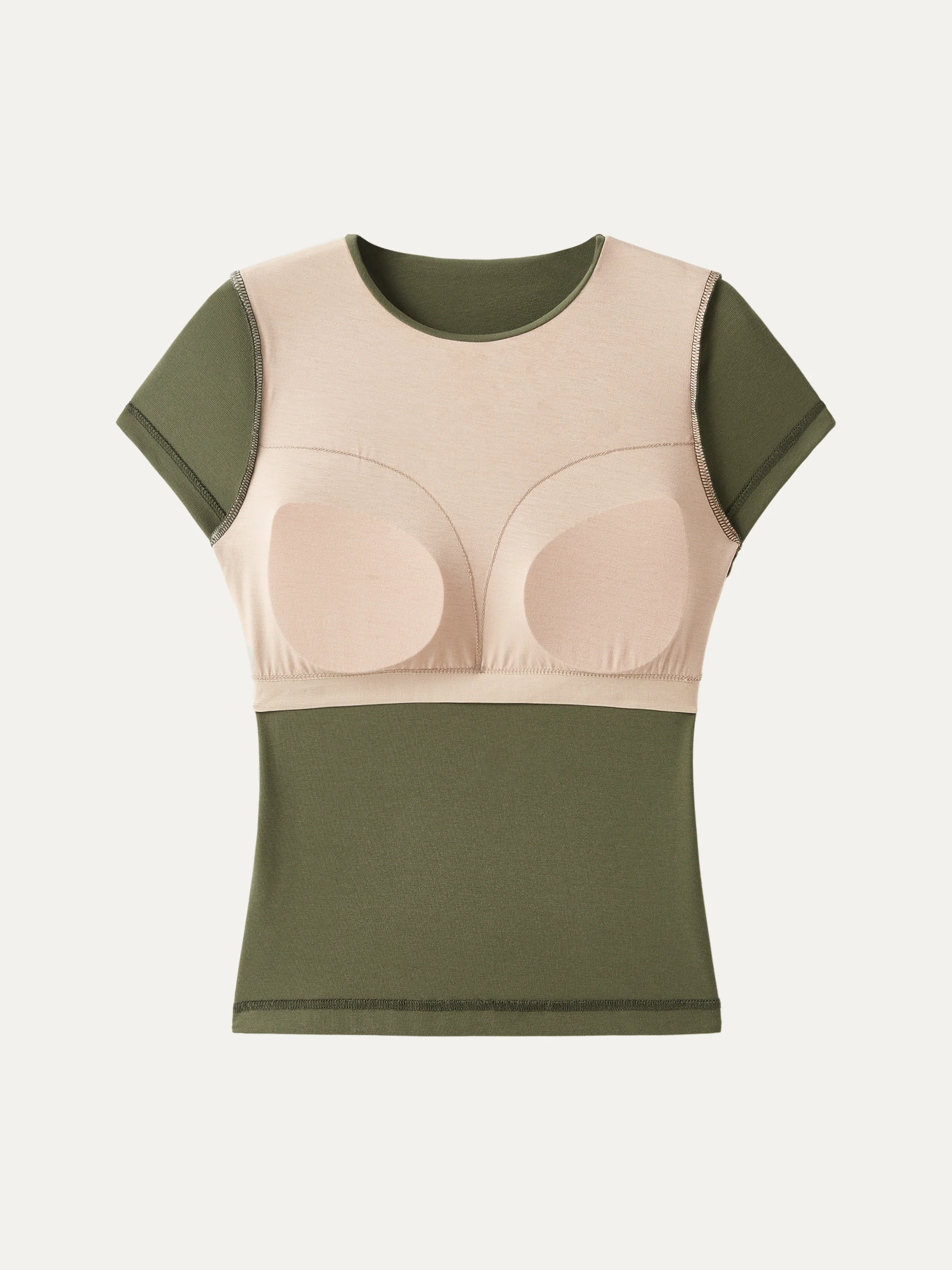 Crewneck Slimming Short Sleeve New Airy Bra Top - Image 10