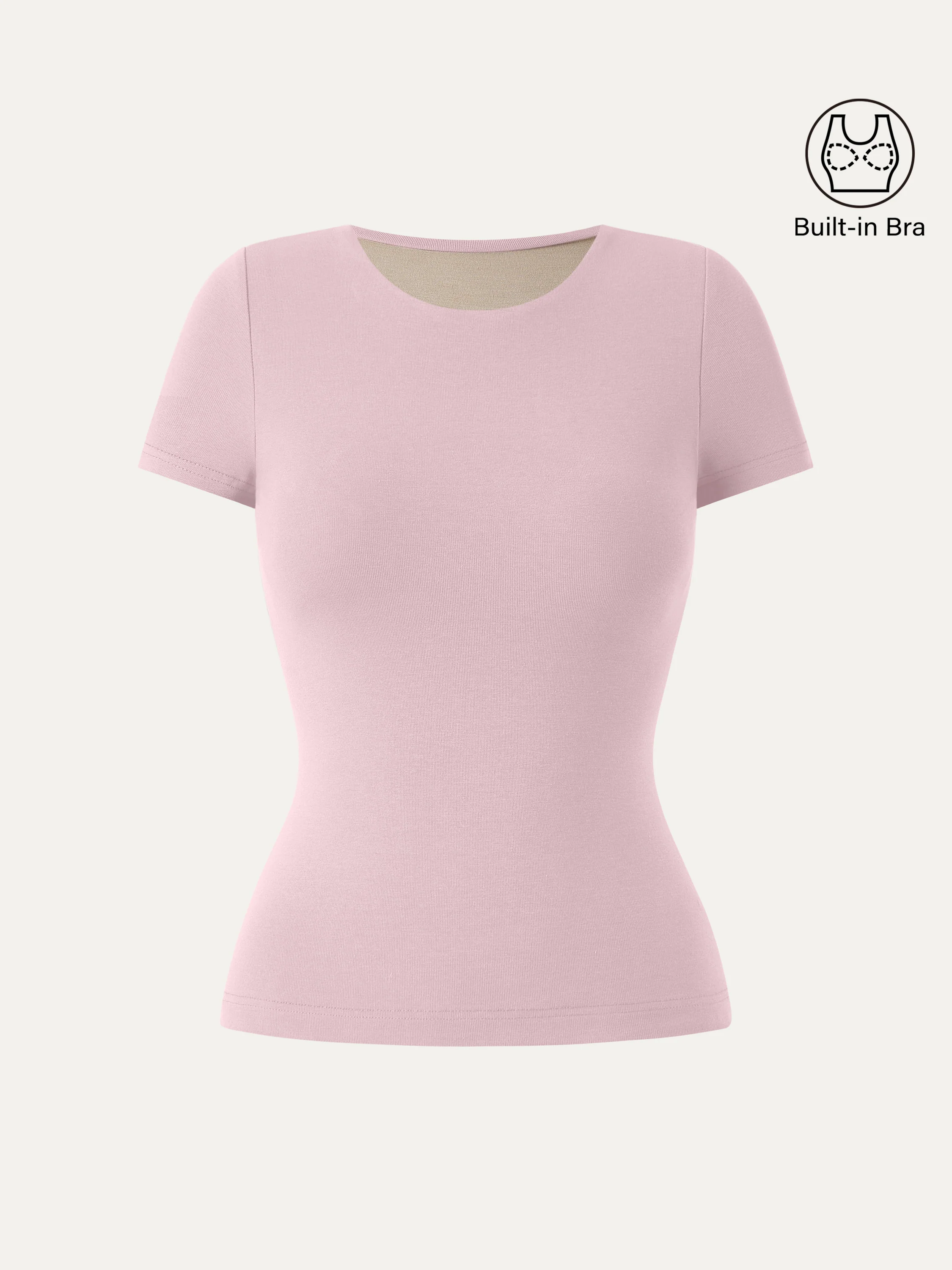 Crewneck Slimming Short Sleeve New Airy Bra Top - Image 6