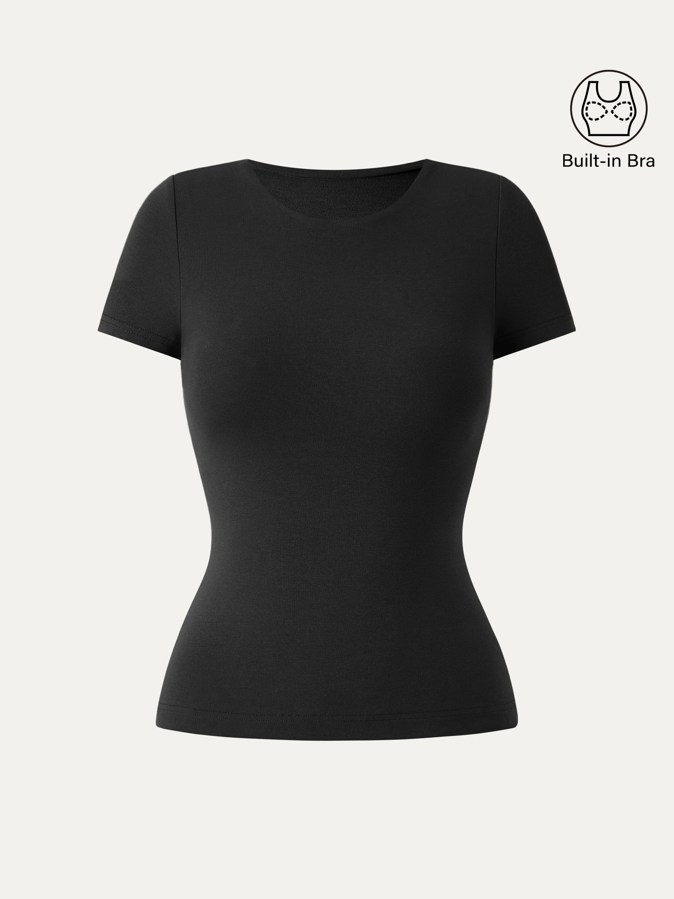 Crewneck Slimming Short Sleeve New Airy Bra Top - Image 9
