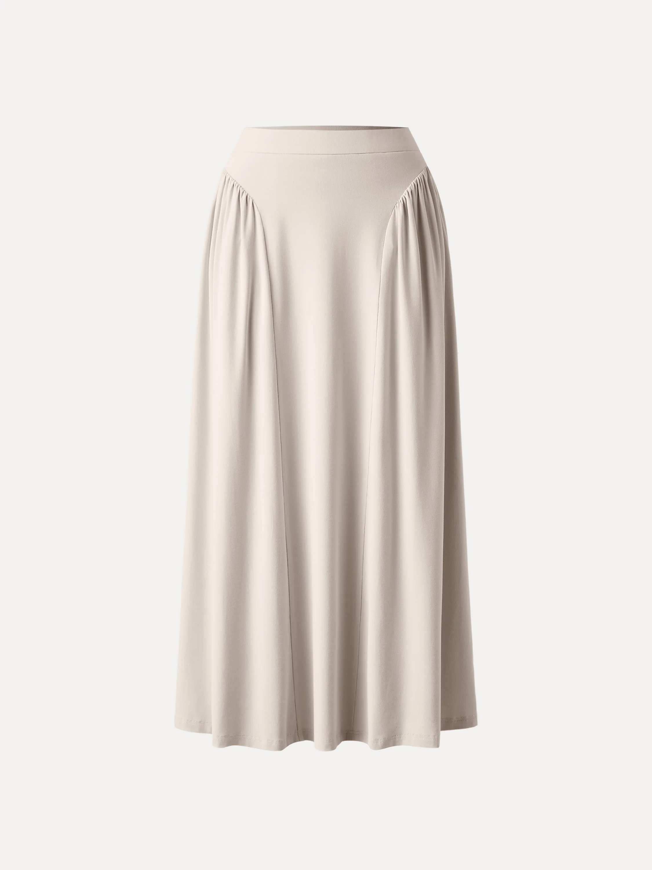 Curved Gathering Flared Midi Skirt with Pockets - Image 11