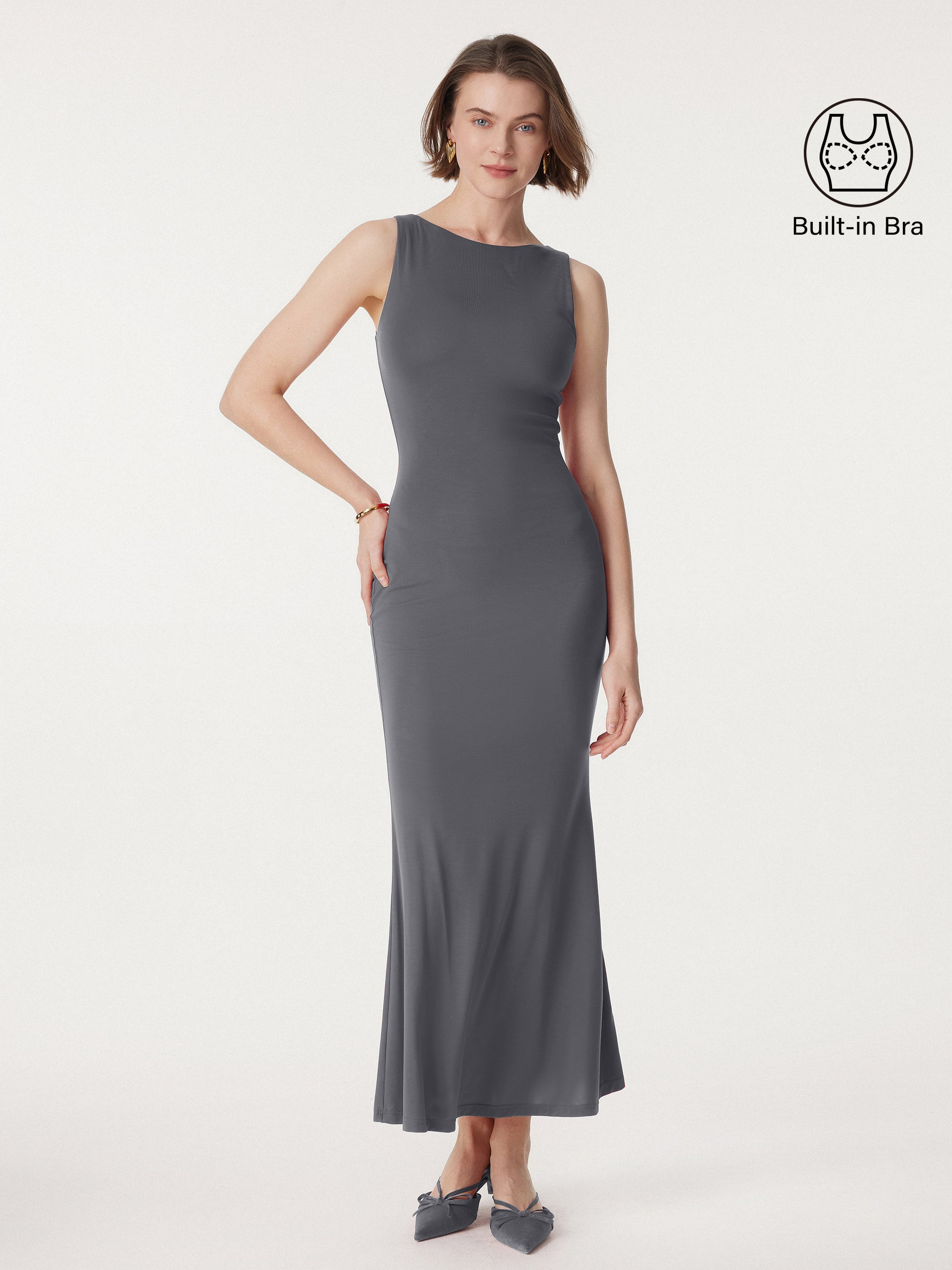 Effortless Boatneck Mermaid Maxi Dress - Image 11