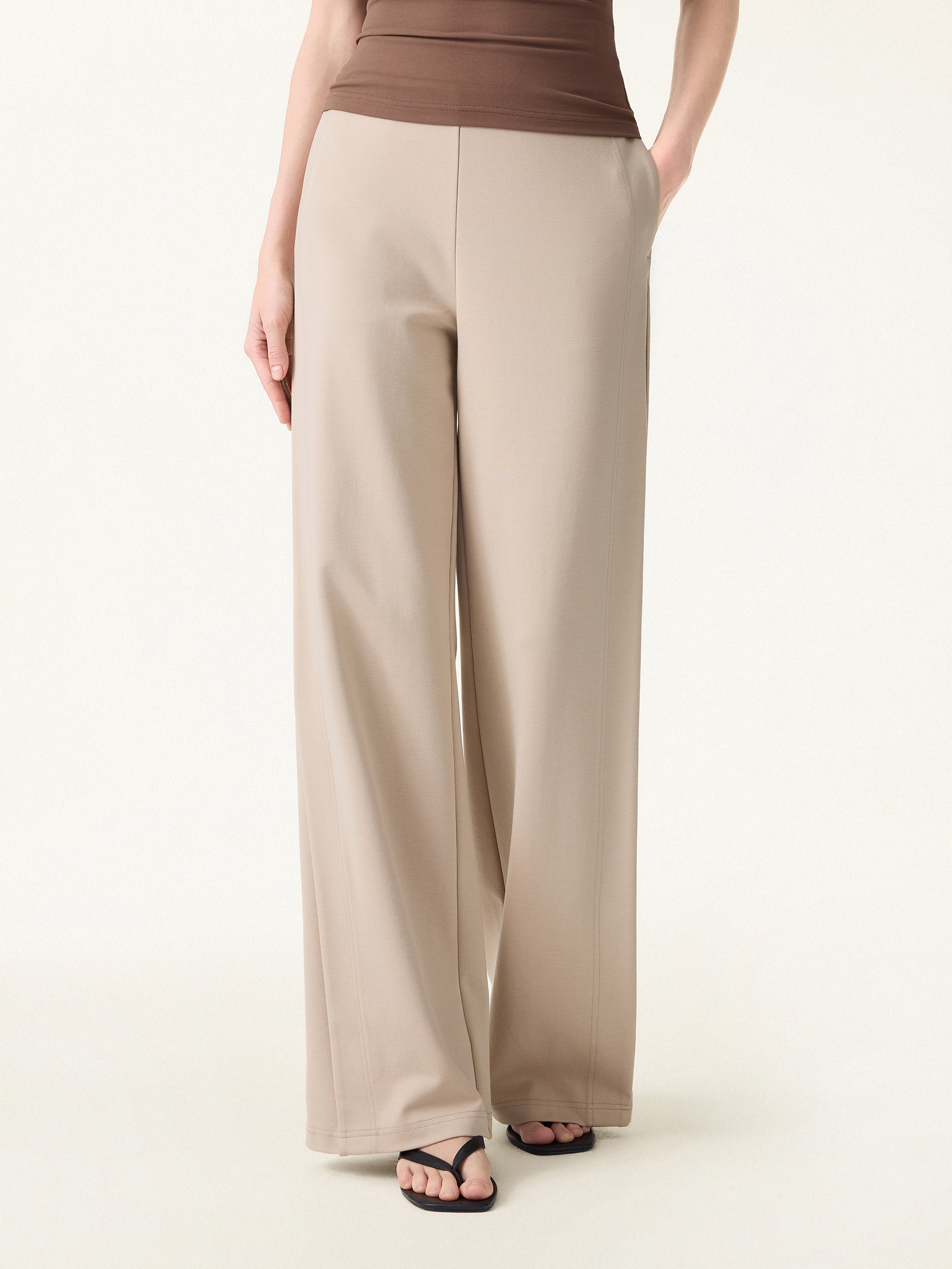 Drapey Mid Rise Wide Leg Pull-on Pants with Pockets - Image 8