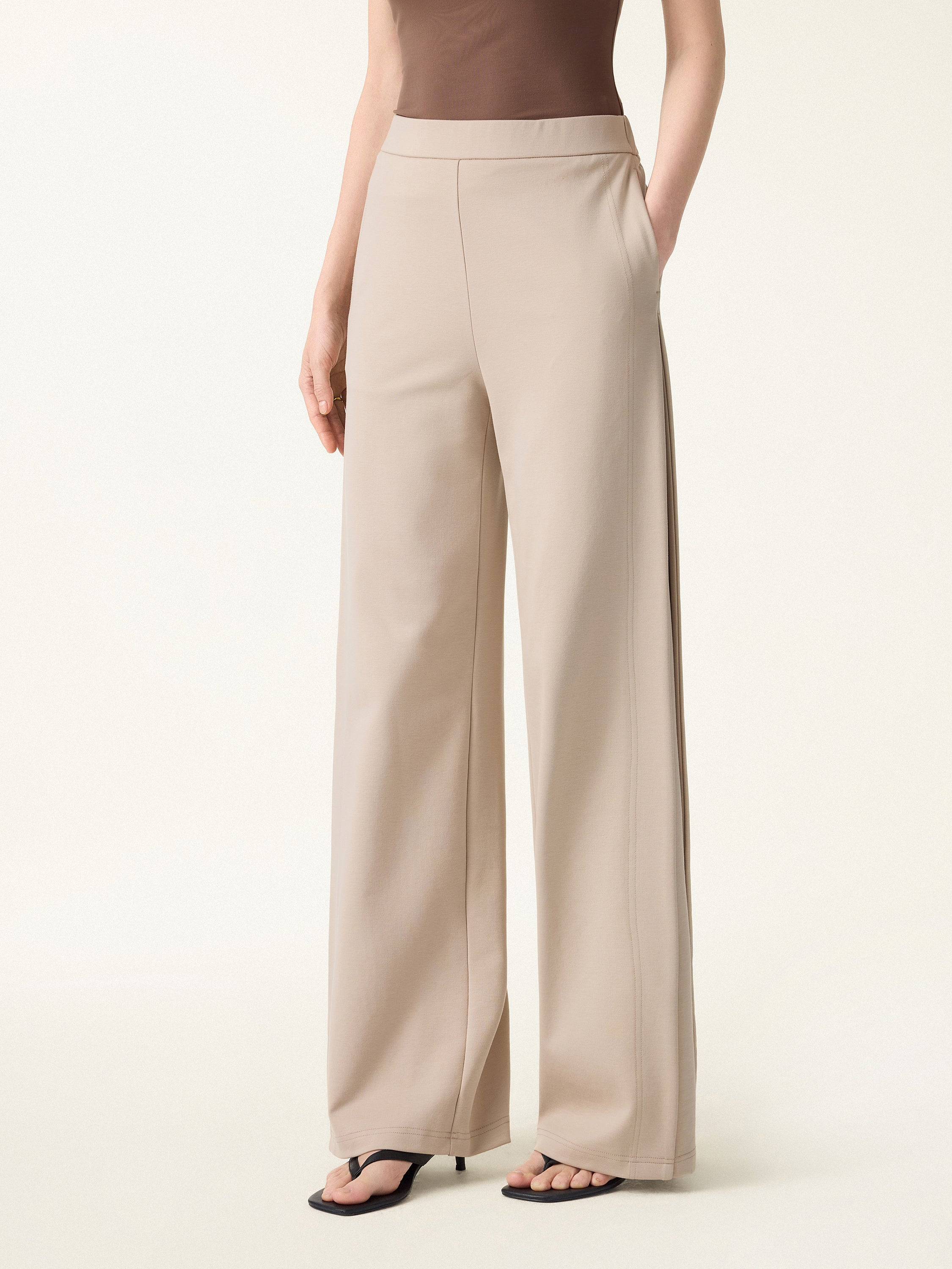 Drapey Mid Rise Wide Leg Pull-on Pants with Pockets - Image 9