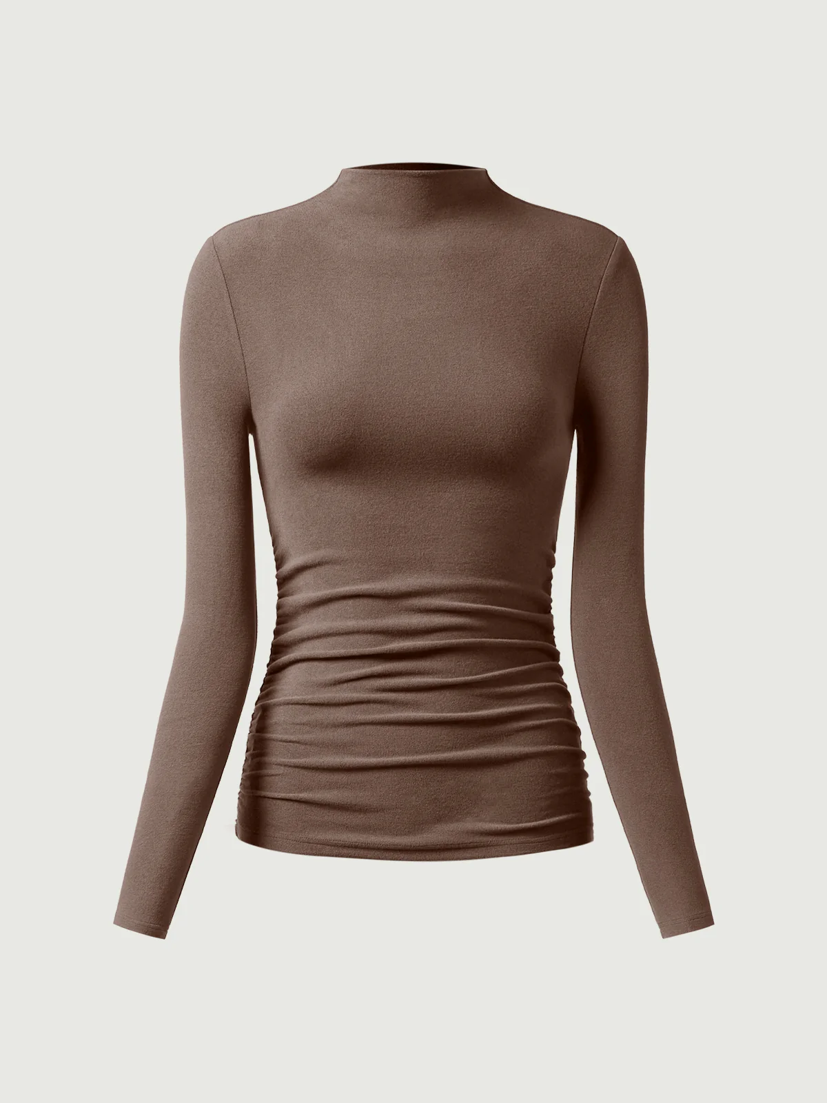 Thermal Ruched Sides Tuckable Mockneck Top - Image 10