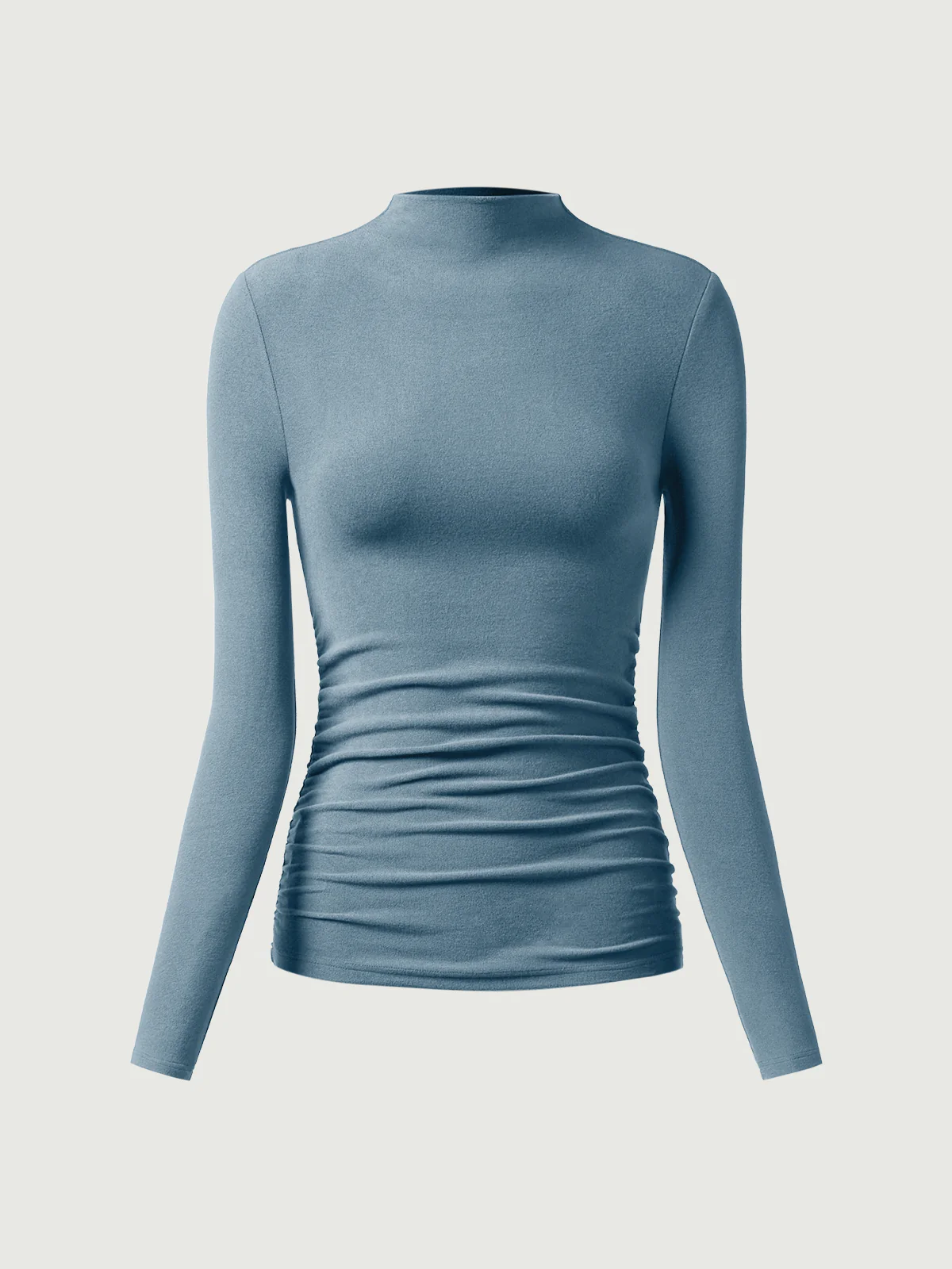 Thermal Ruched Sides Tuckable Mockneck Top - Image 12