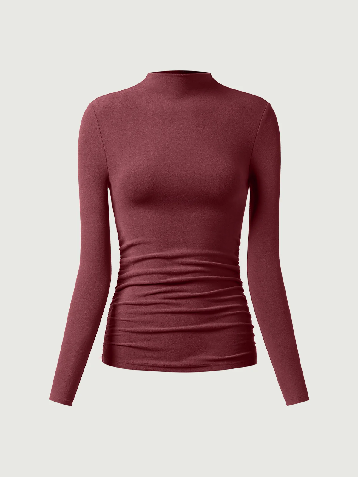 Thermal Ruched Sides Tuckable Mockneck Top - Image 14