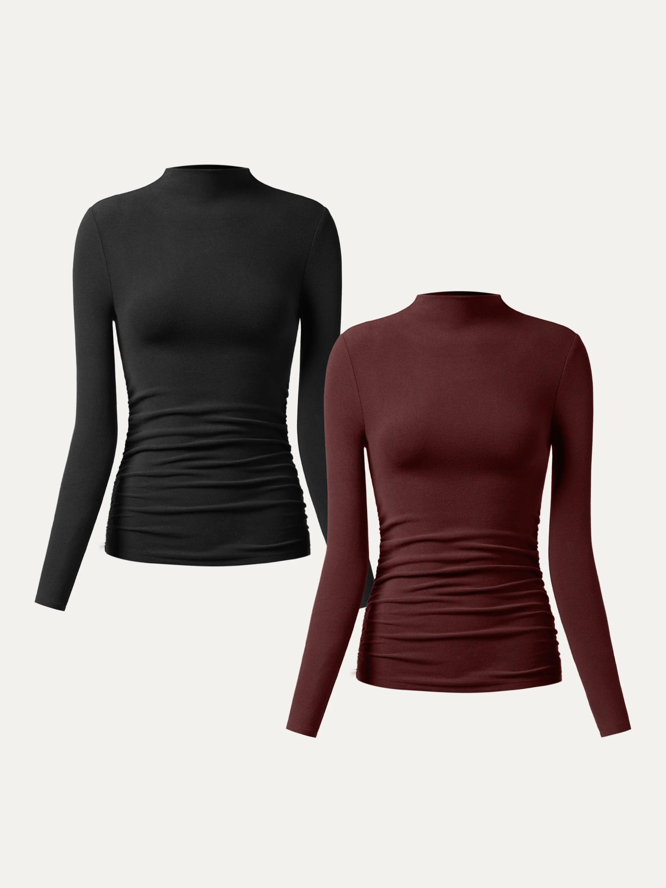 Thermal Ruched Sides Tuckable Mockneck Top - Image 17
