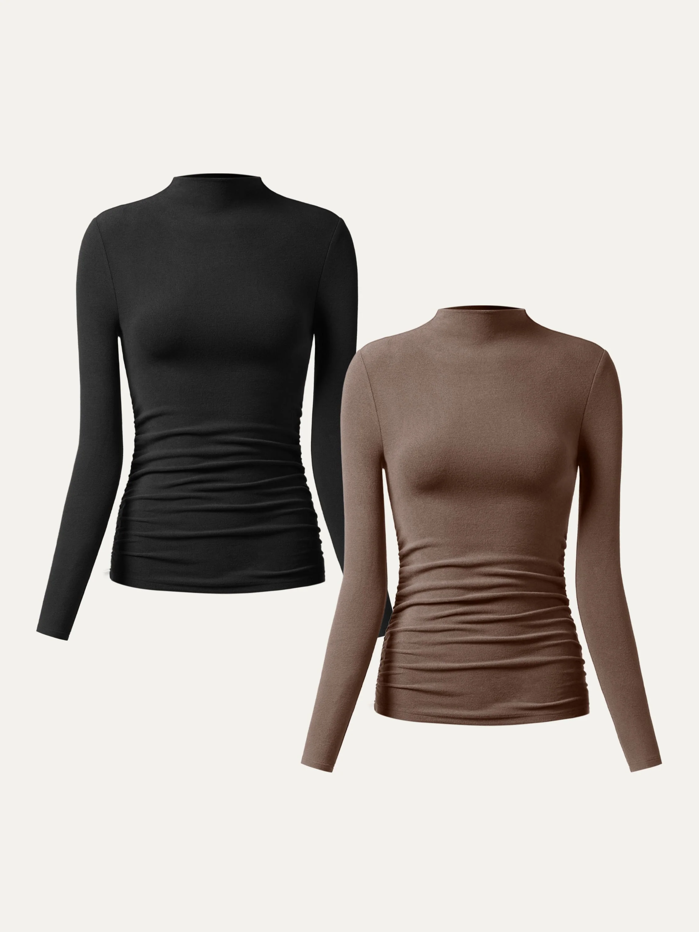 Thermal Ruched Sides Tuckable Mockneck Top - Image 18