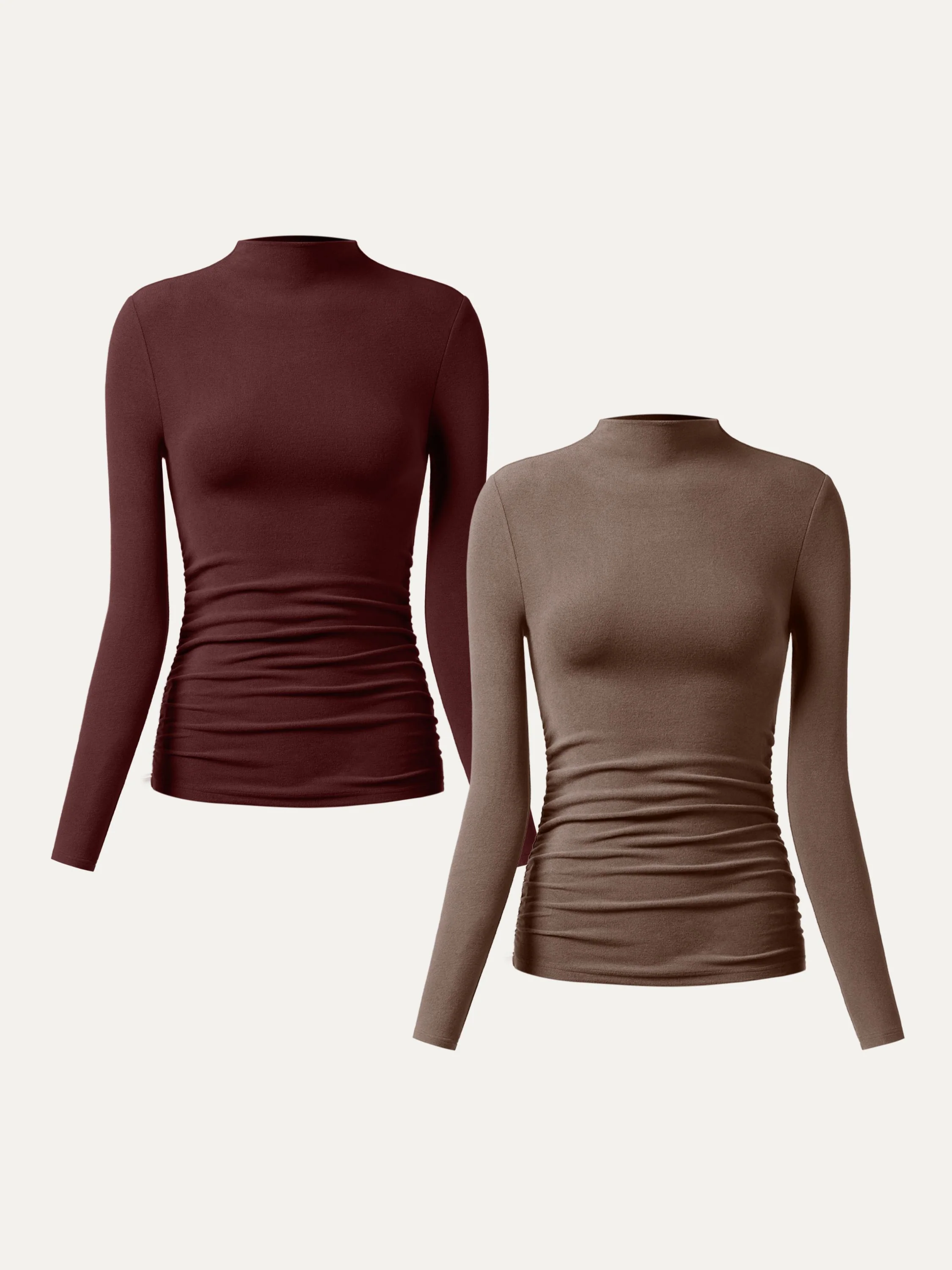 Thermal Ruched Sides Tuckable Mockneck Top - Image 20