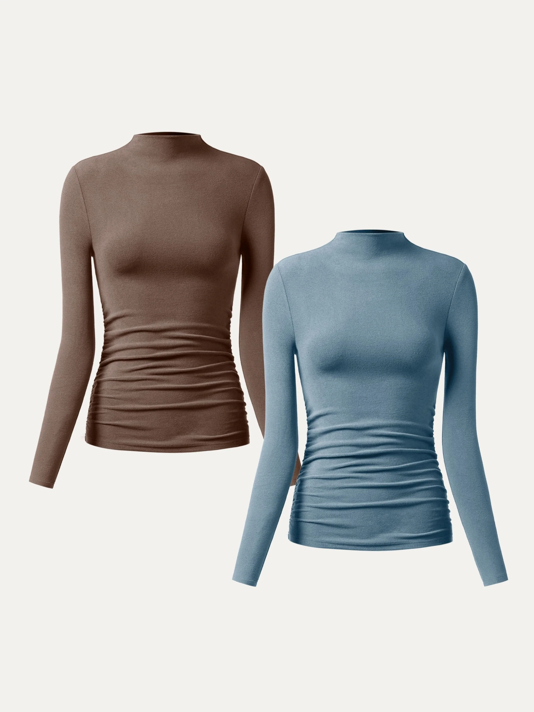 Thermal Ruched Sides Tuckable Mockneck Top - Image 21