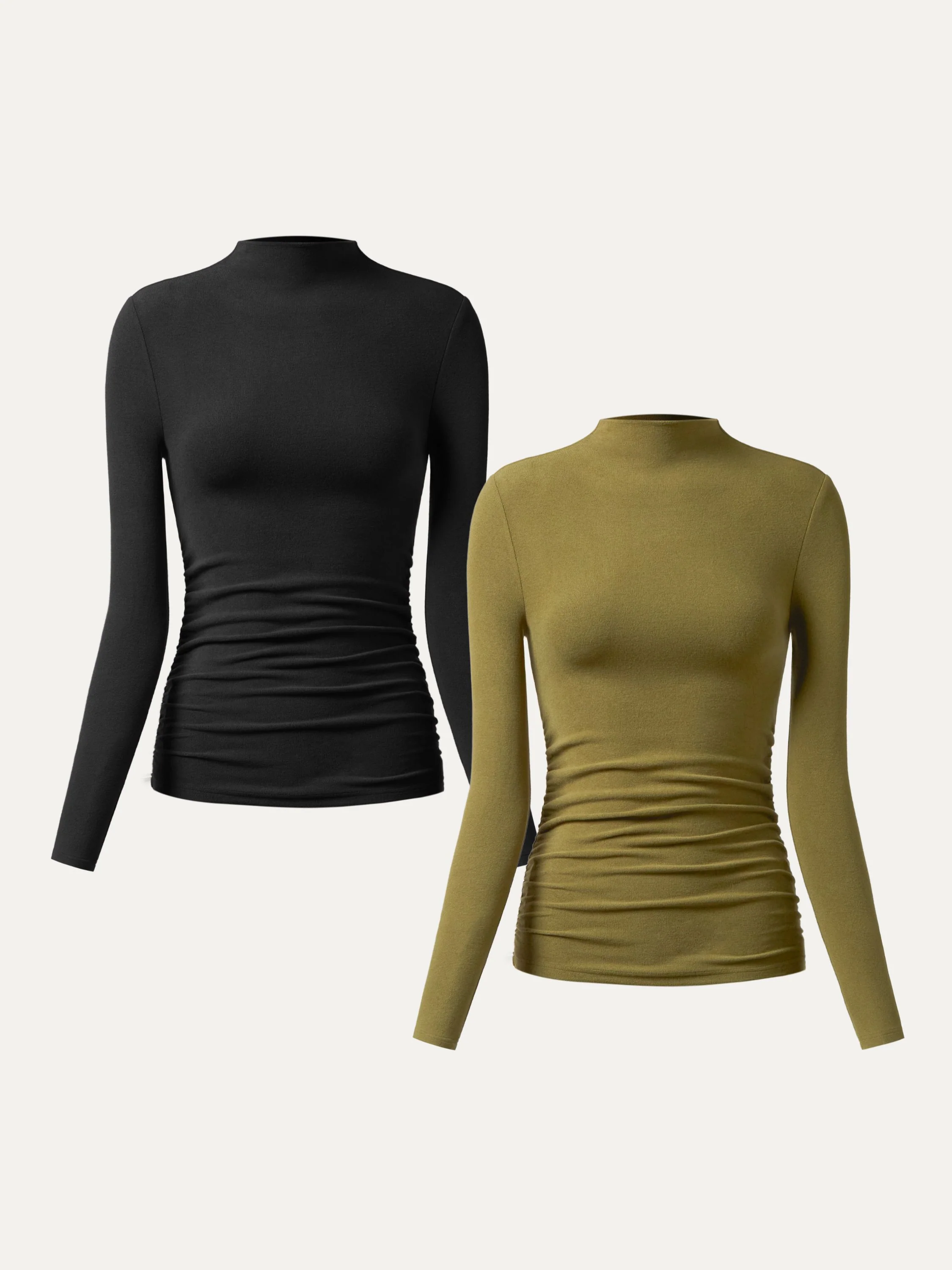 Thermal Ruched Sides Tuckable Mockneck Top - Image 22