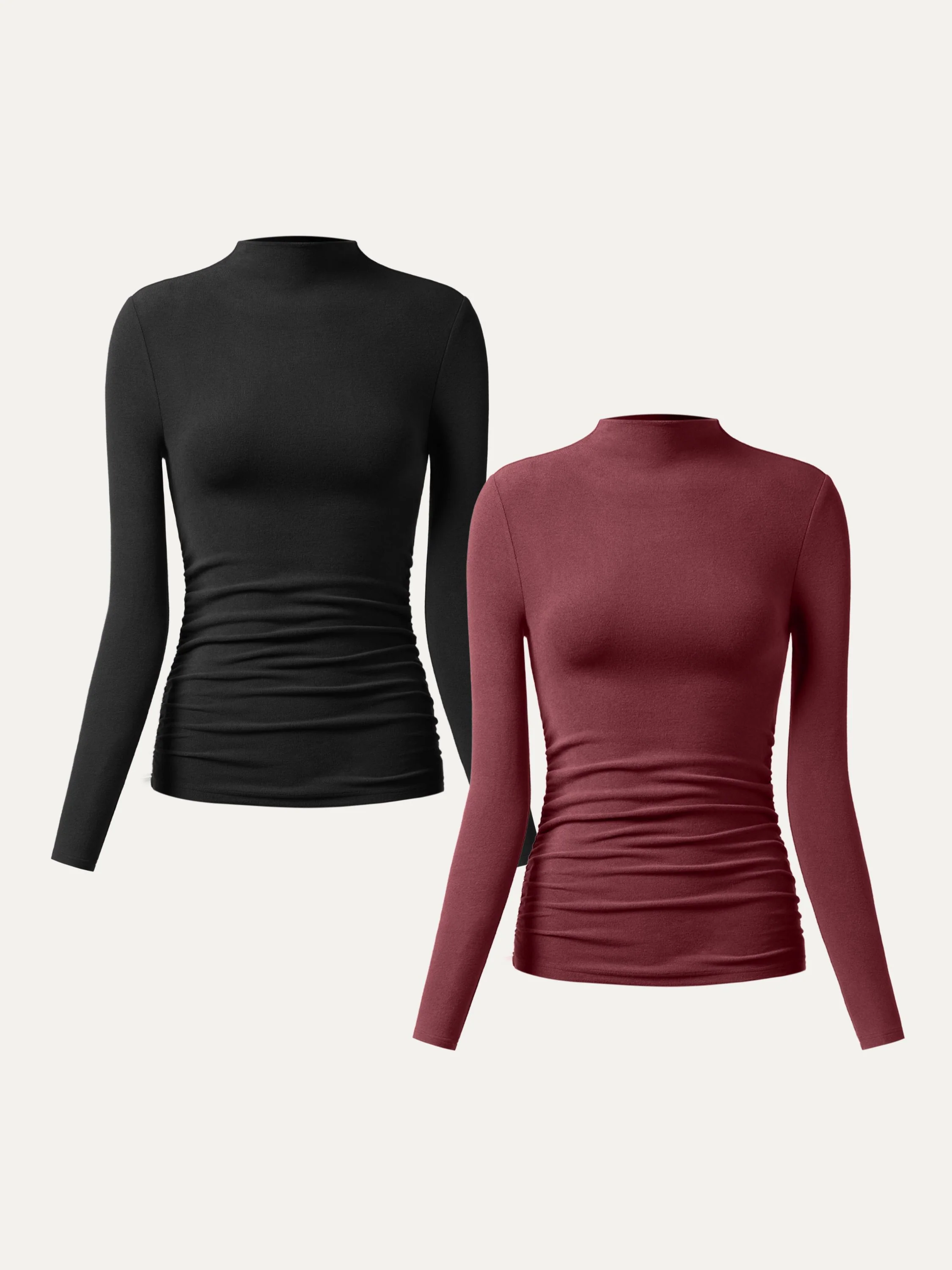 Thermal Ruched Sides Tuckable Mockneck Top - Image 23