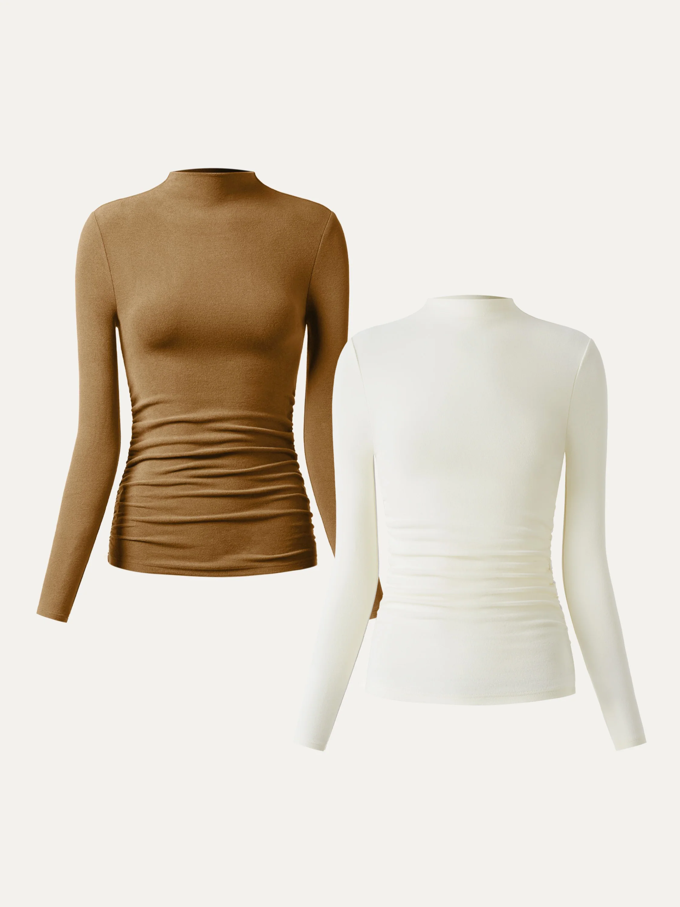 Thermal Ruched Sides Tuckable Mockneck Top - Image 27