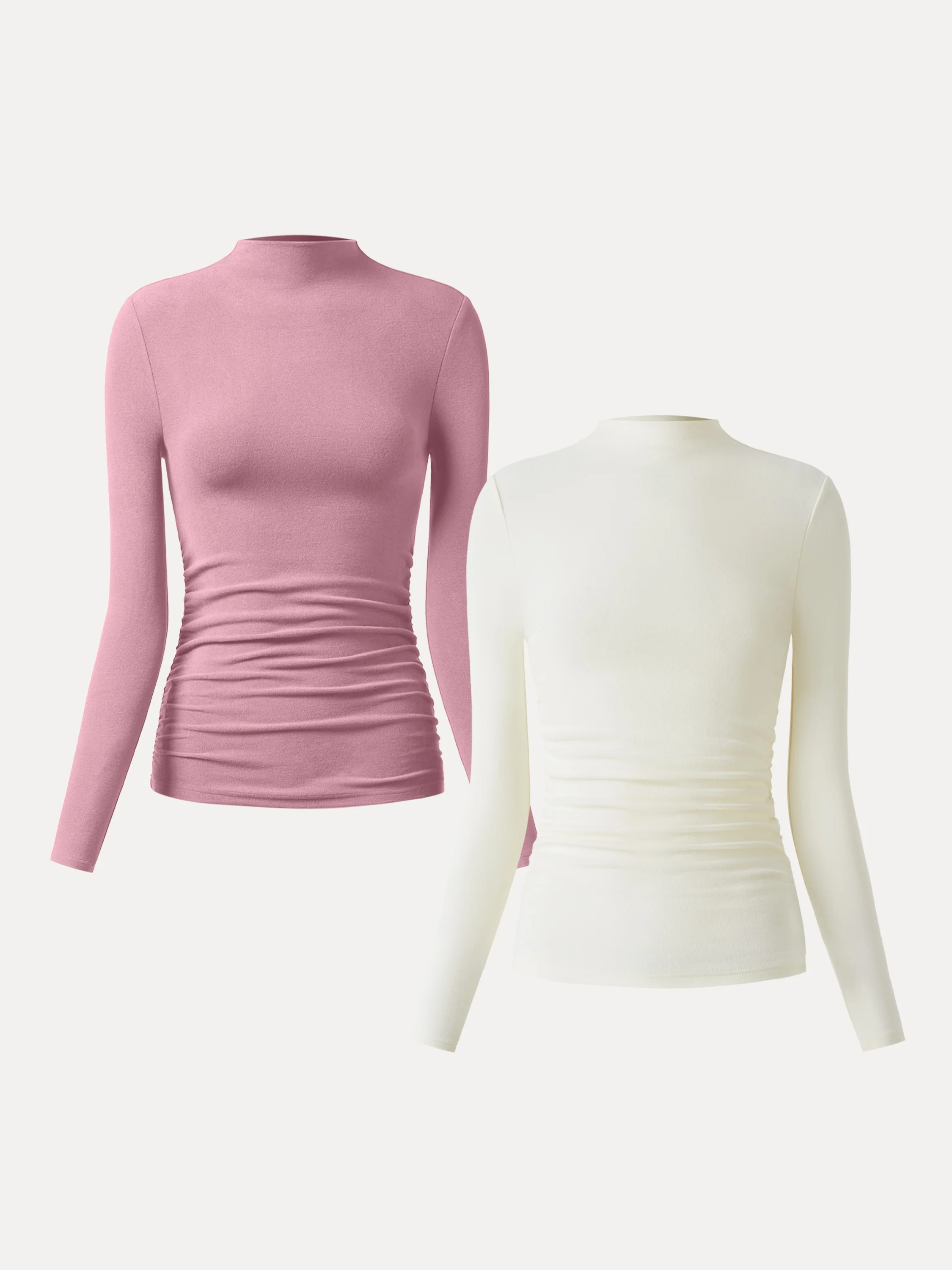 Thermal Ruched Sides Tuckable Mockneck Top - Image 28